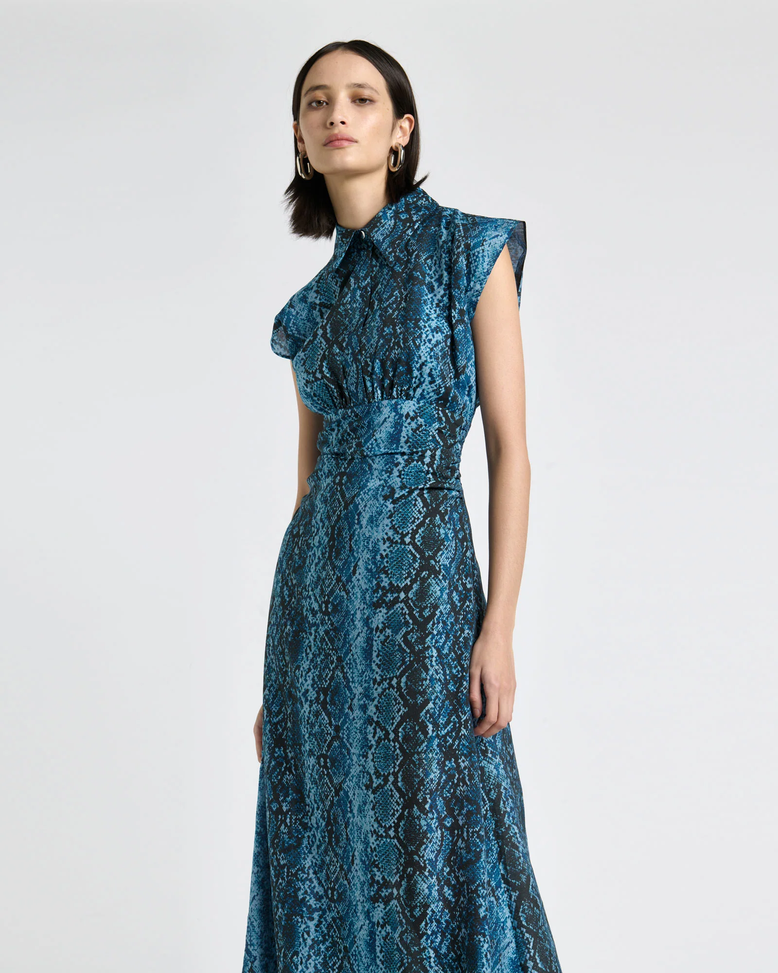 Indigo Python Midi Dress