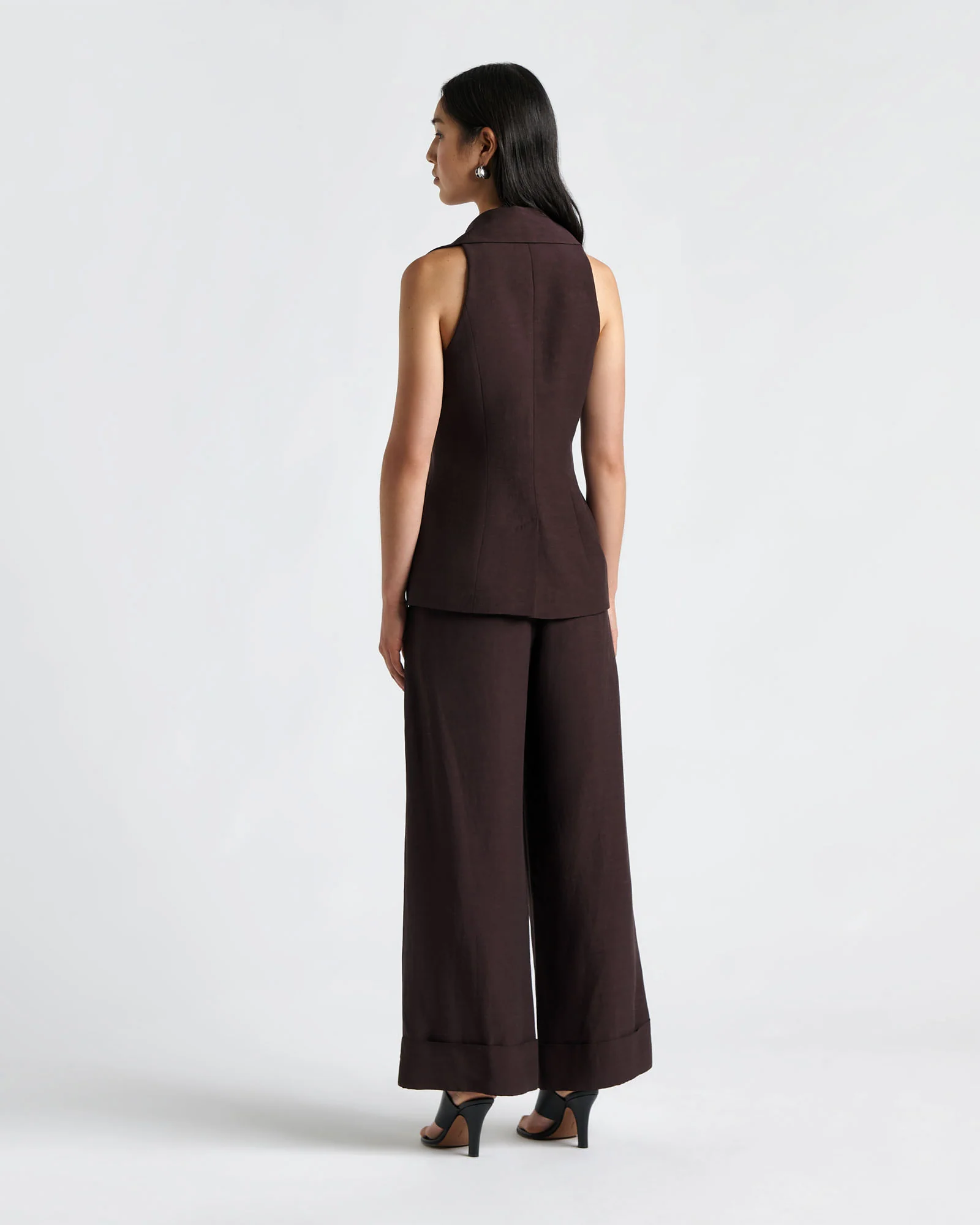 Chocolate Plum Viscose Blend Collared Vest