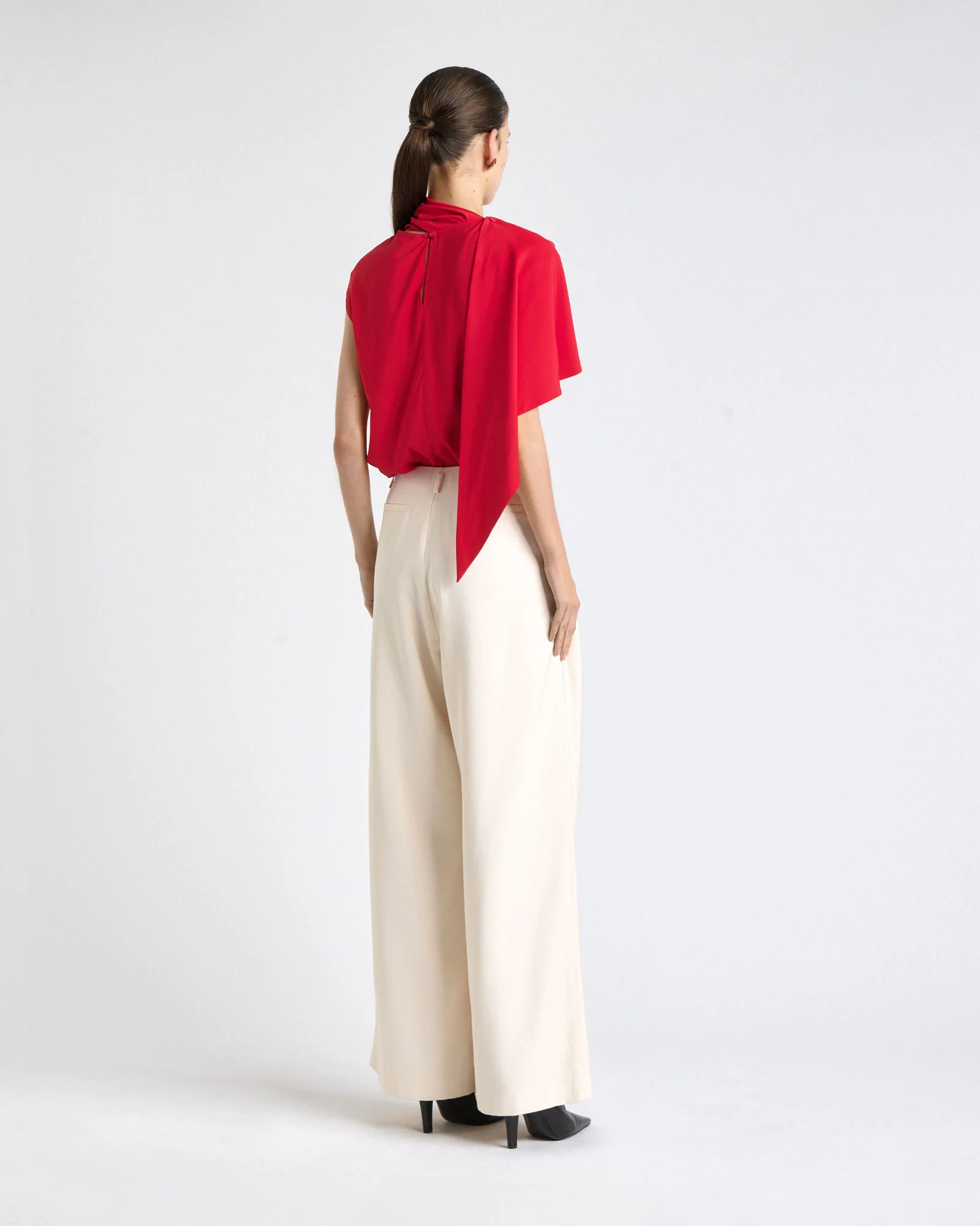 Raspberry Stretch Viscose Scarf Tipped Sleeve Top