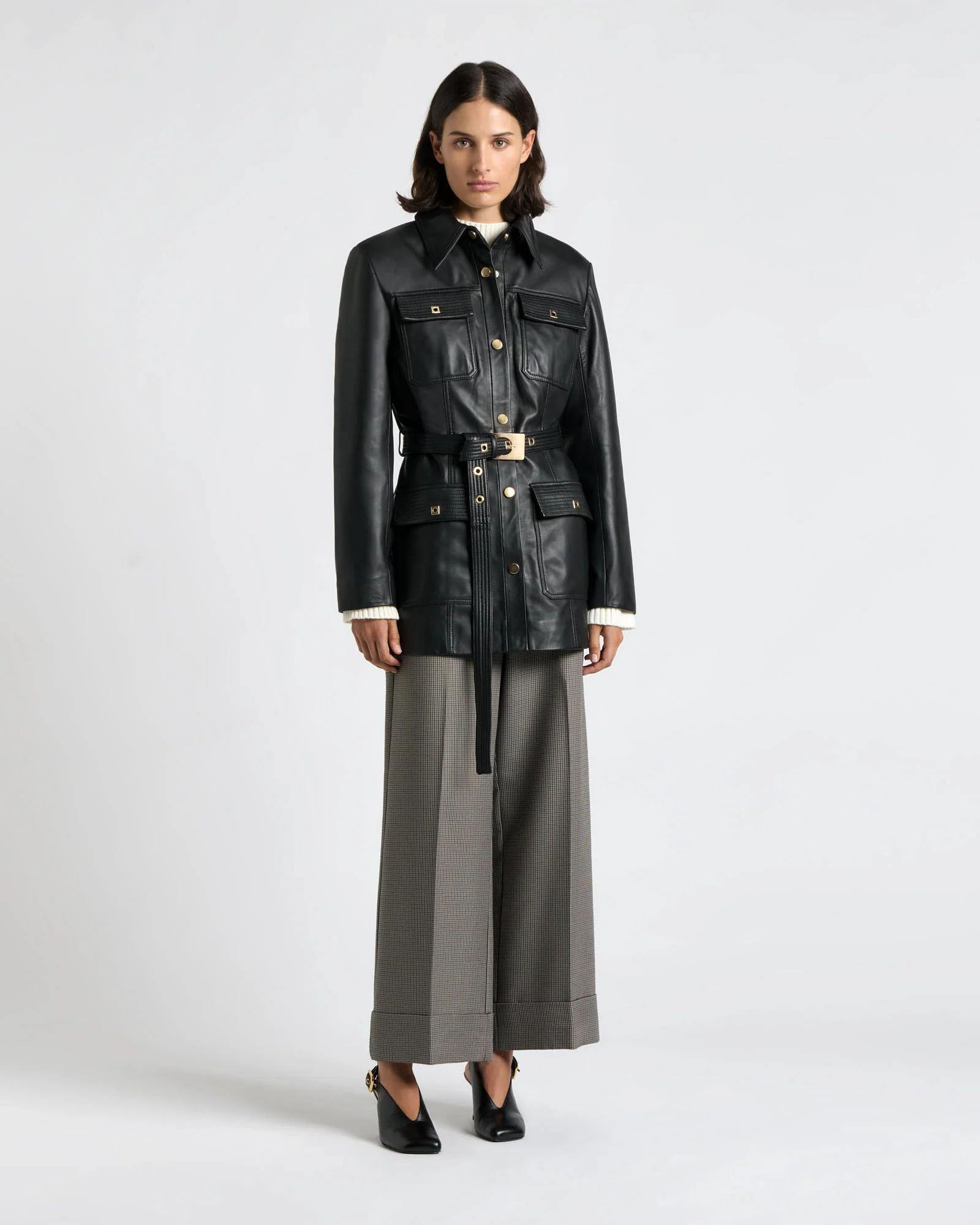 Leather Stitched Utility Jacket