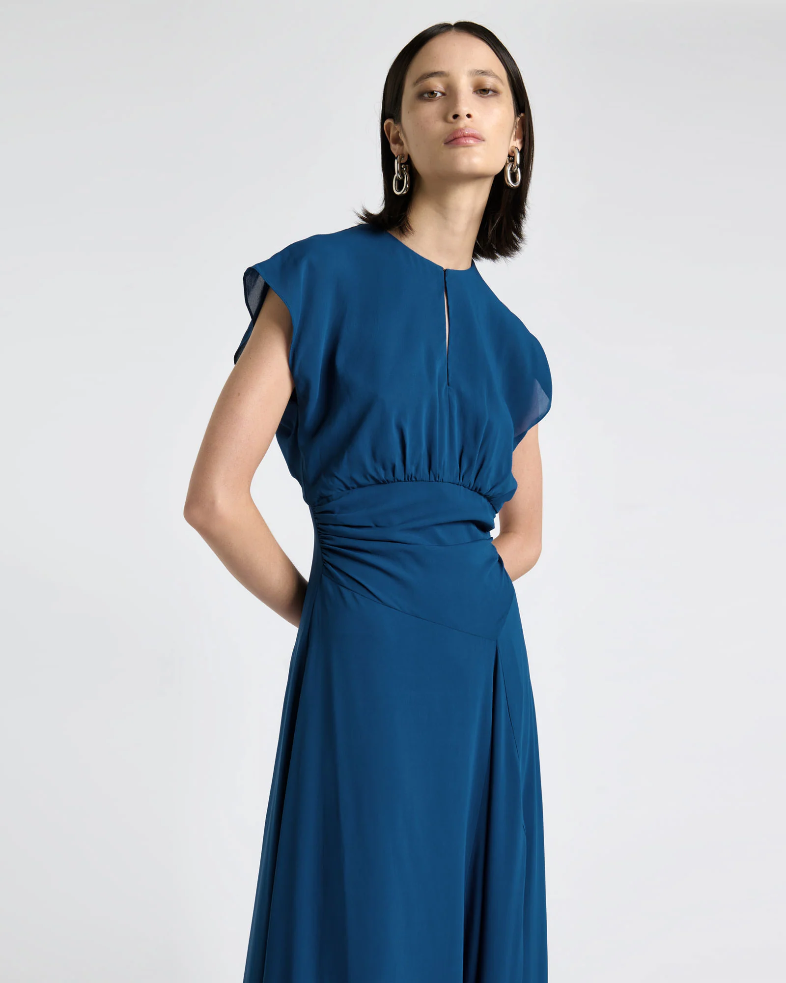 Lapis Blue Soft Viscose Midi Dress