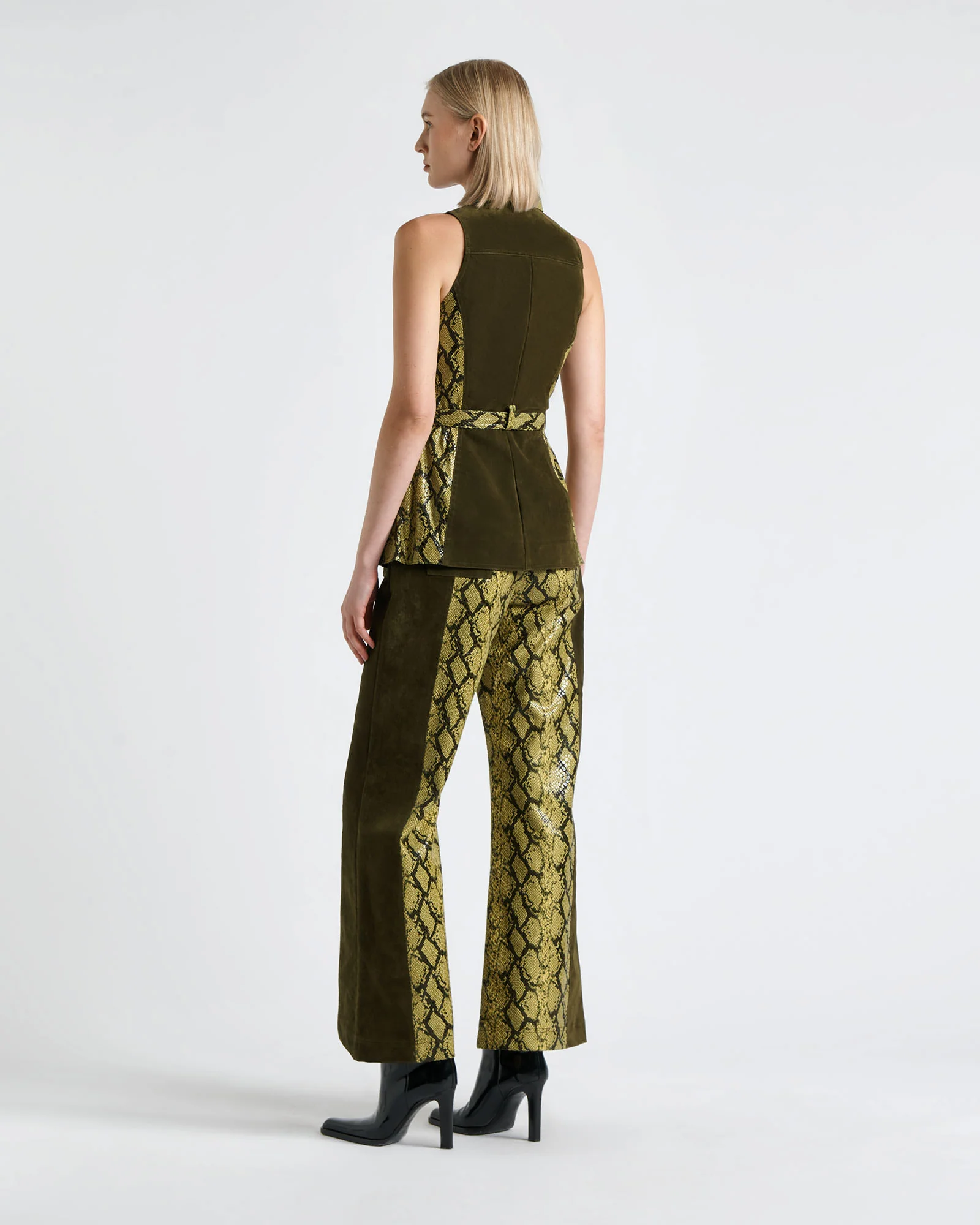 Python and Flocked Denim Spliced Pant
