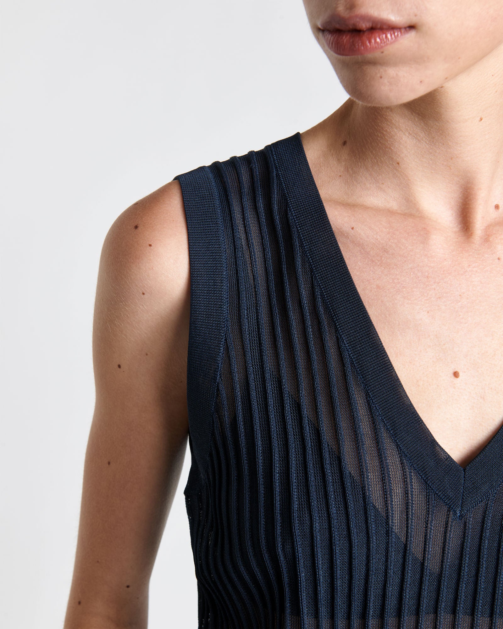 Sheer Rib V-Neck Vest
