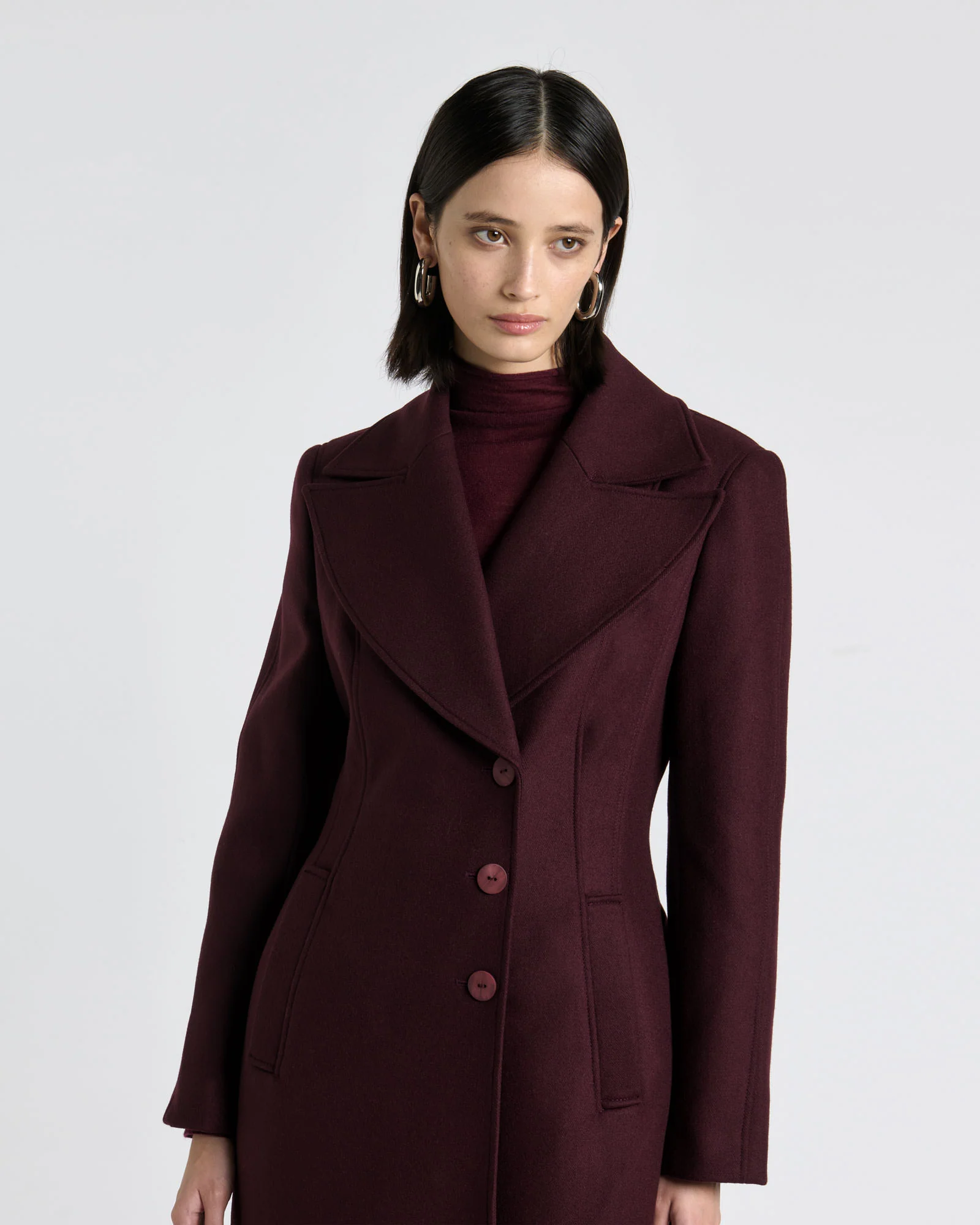 Italian Soft Wool Twill Hourglass Coat