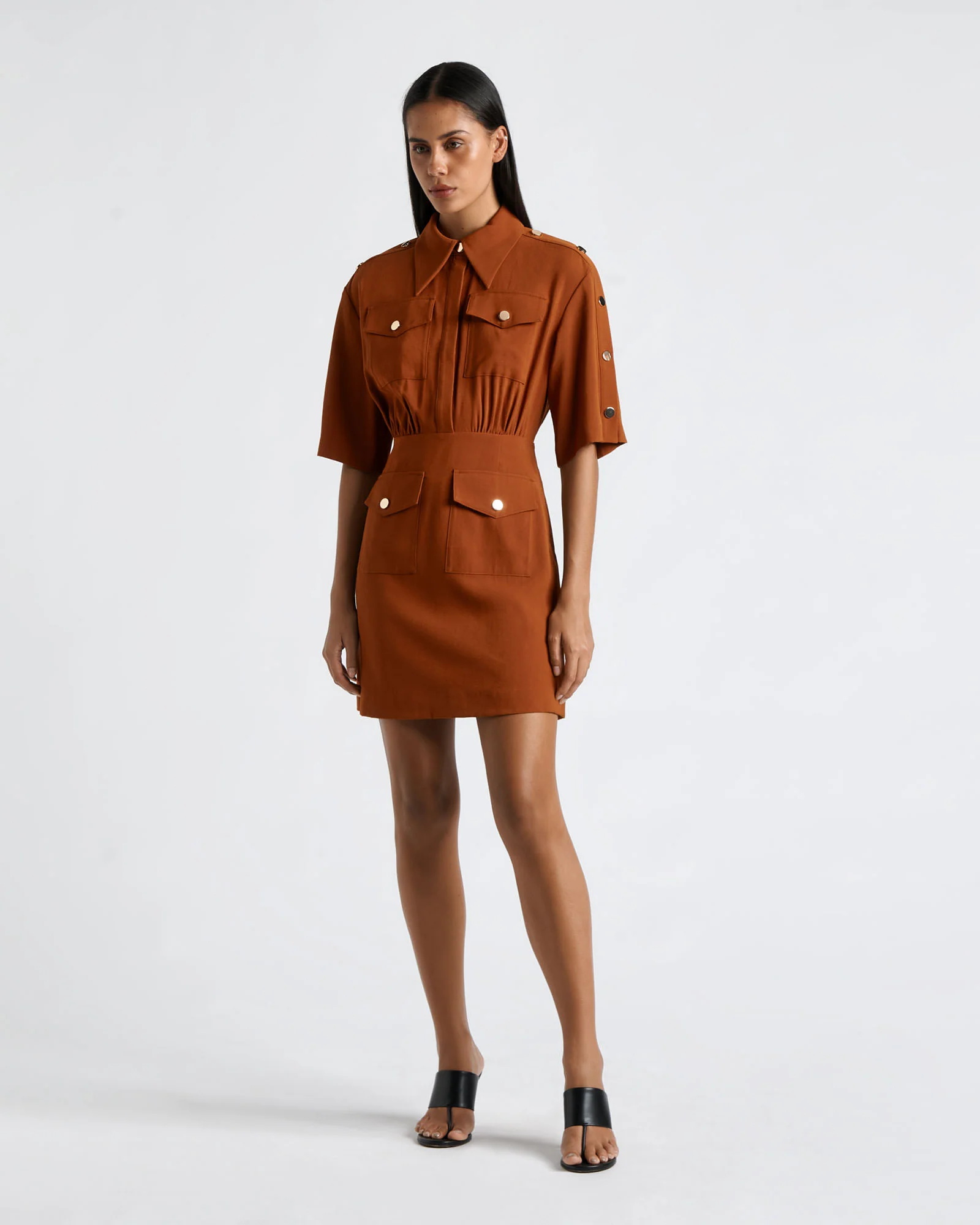 Press Stud Utility Mini Dress