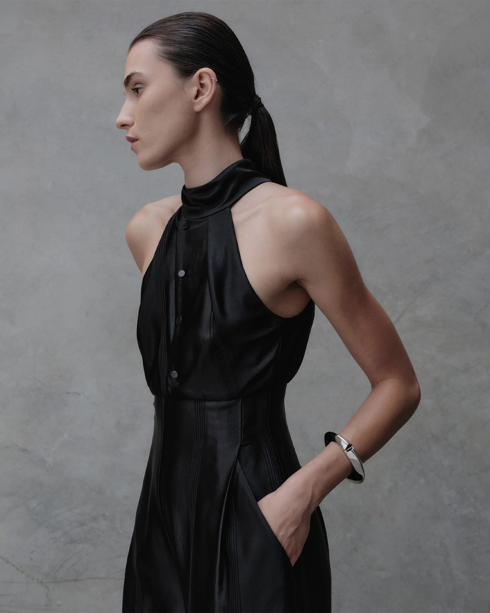 Satin Acetate Halter Jumpsuit