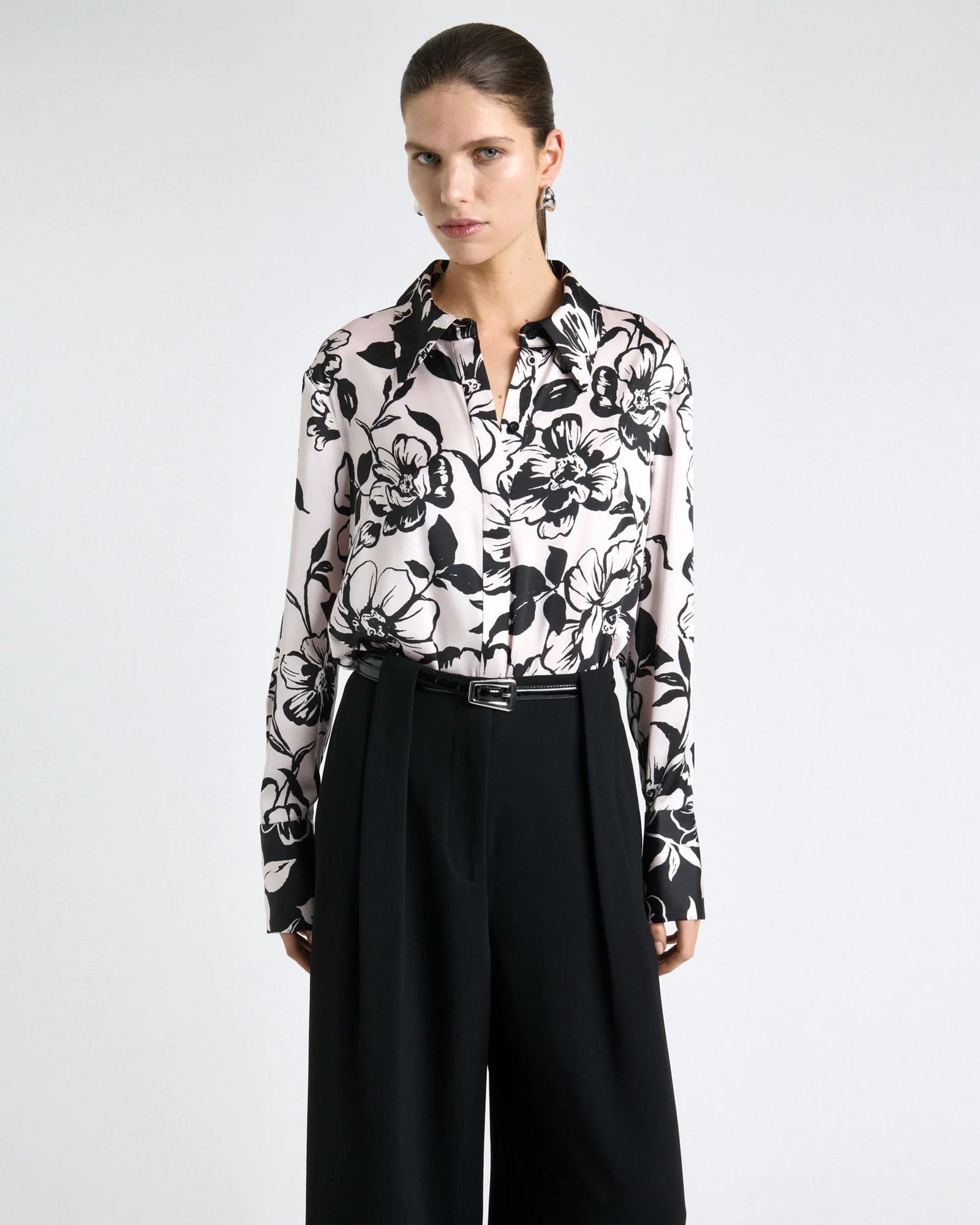 Floral Two Tone Spliced Shirt