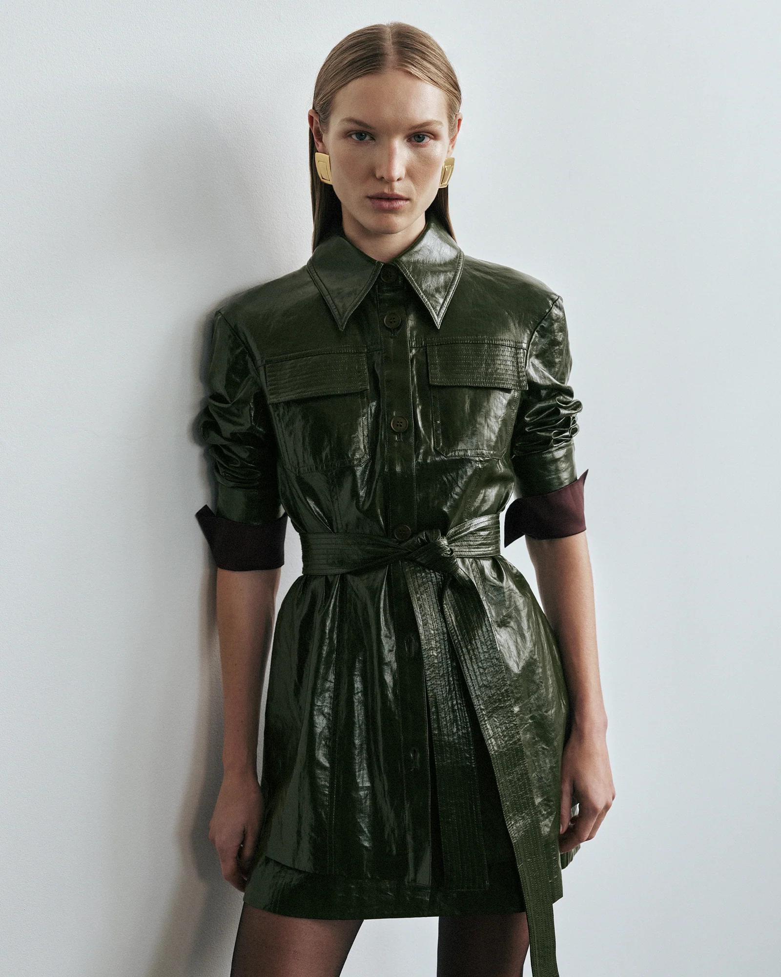 Italian Coated Linen Topstitched Jacket