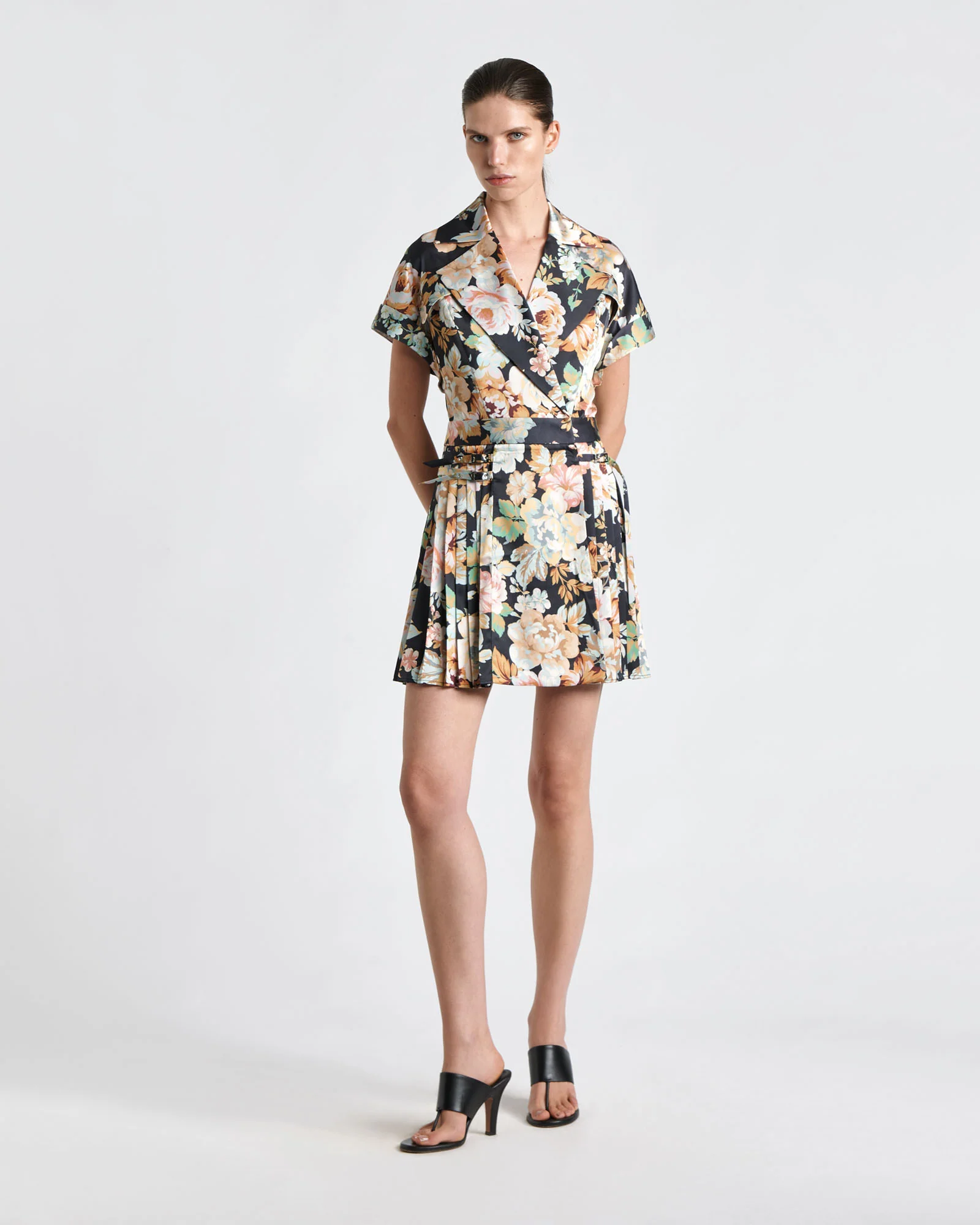 Ophelia Floral Pleated Mini Dress