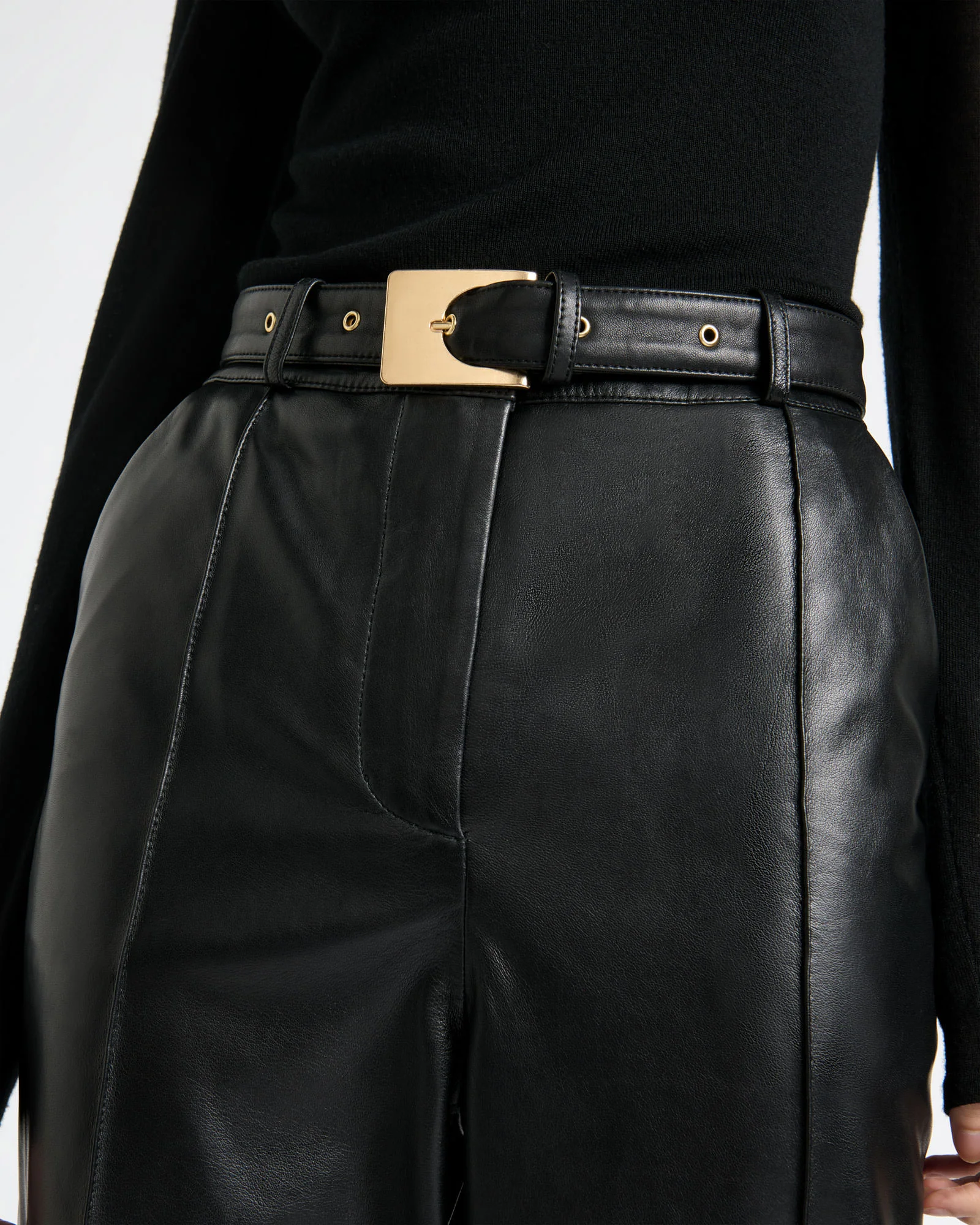 Leather Belted Slim Pant