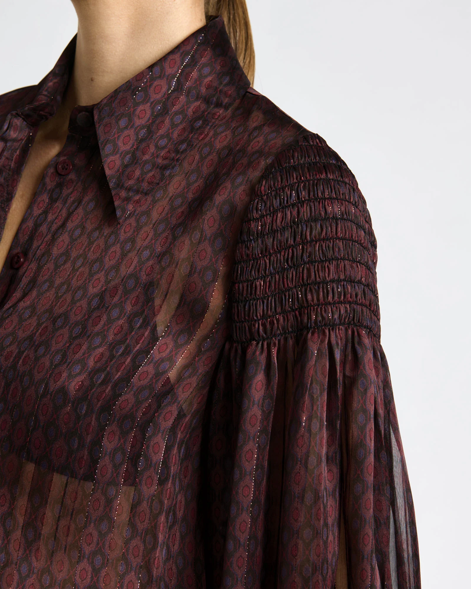 Merlot Lurex Geo Shirt