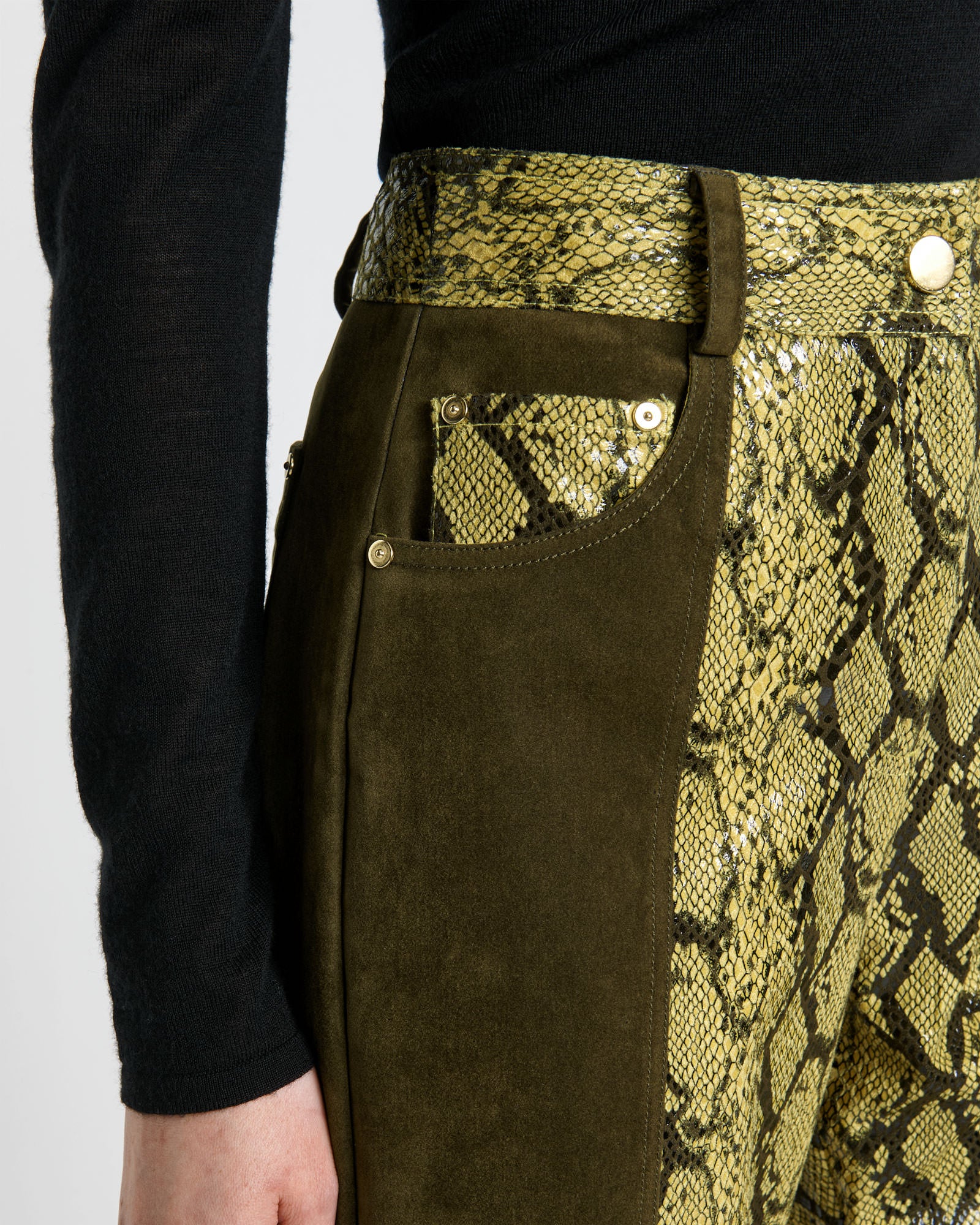 Python and Flocked Denim Spliced Pant