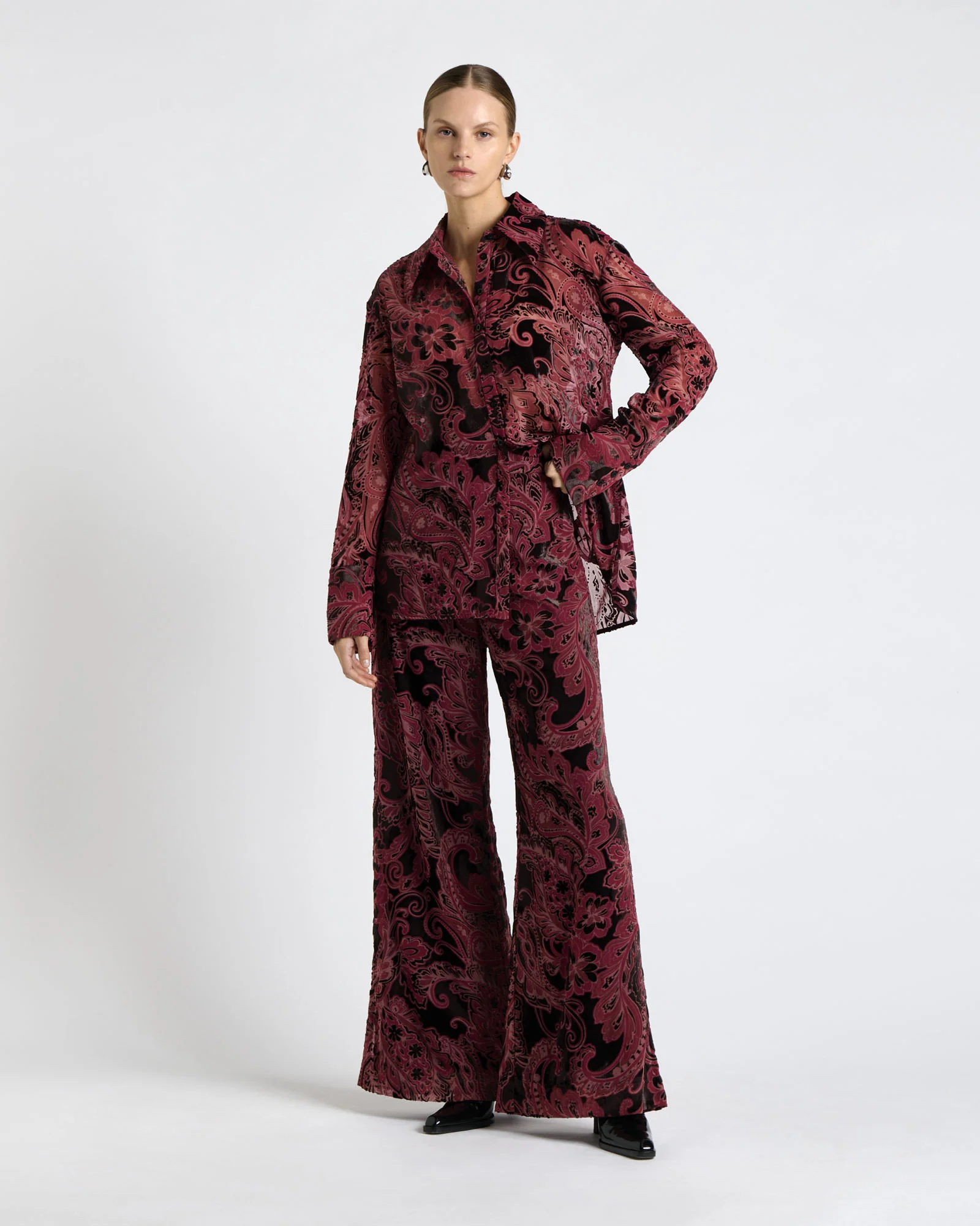 Velvet Paisley Burnout Shirt