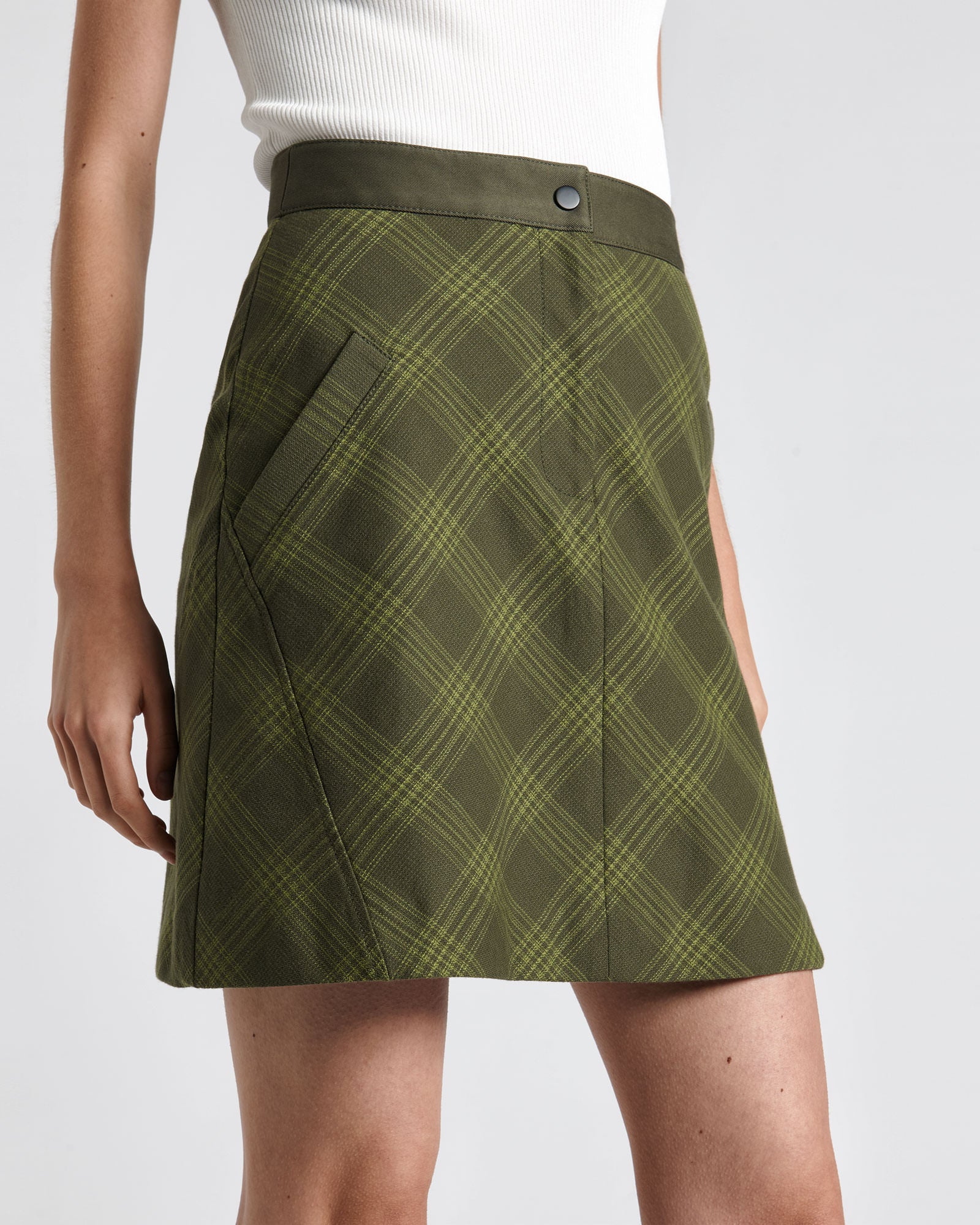 European Cotton Check Mini Skirt