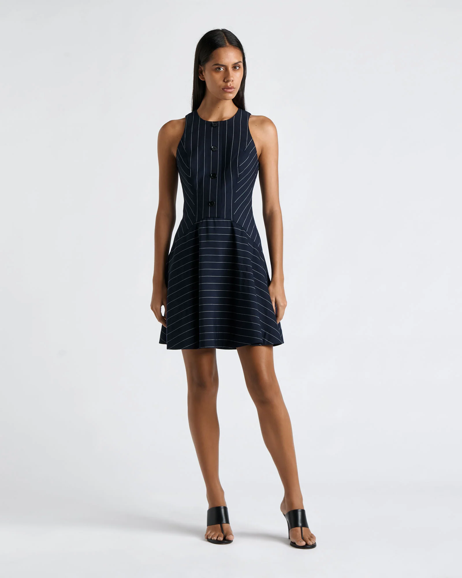 Pinstripe Dropped Waist Mini Dress