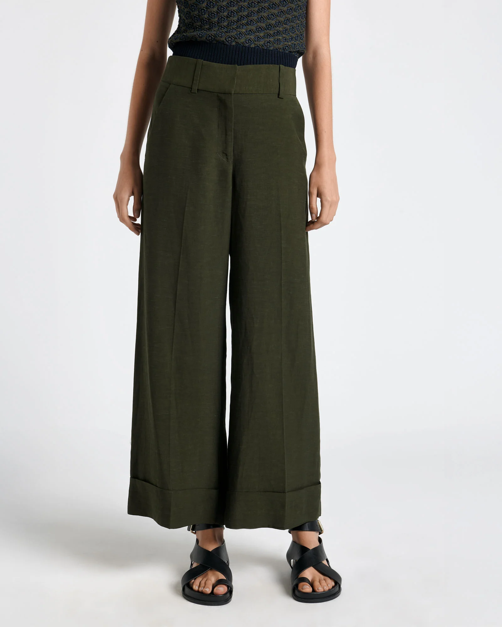 Viscose Blend Cropped Pant