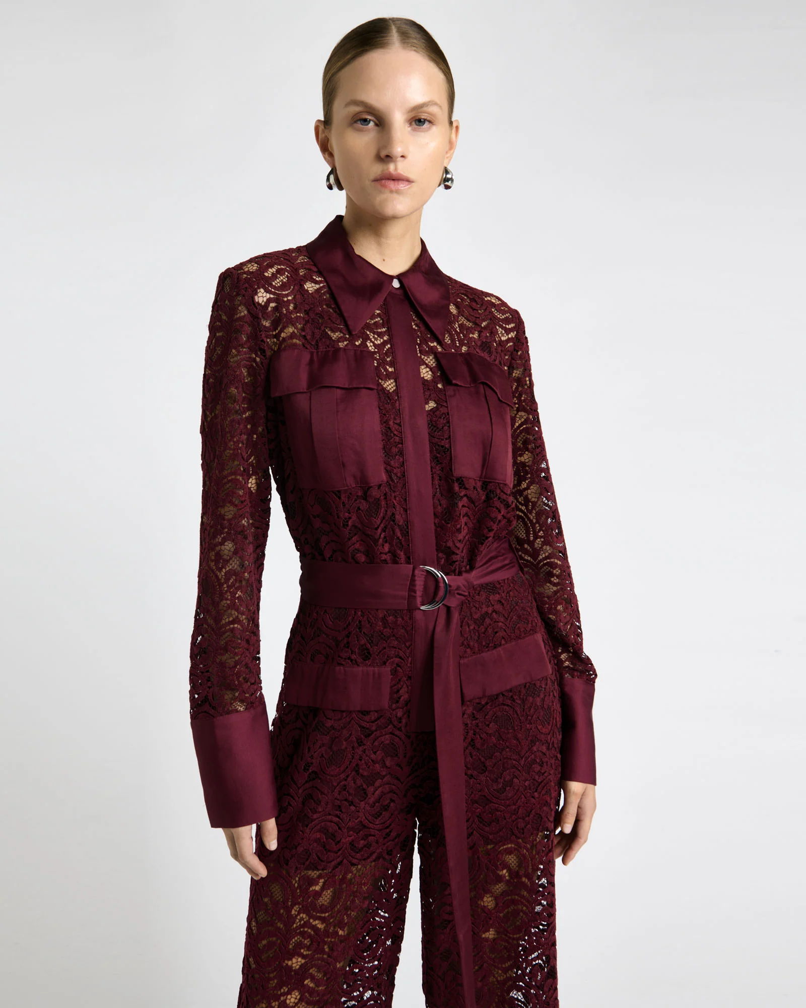 European Flocked Lace Jumpsuit