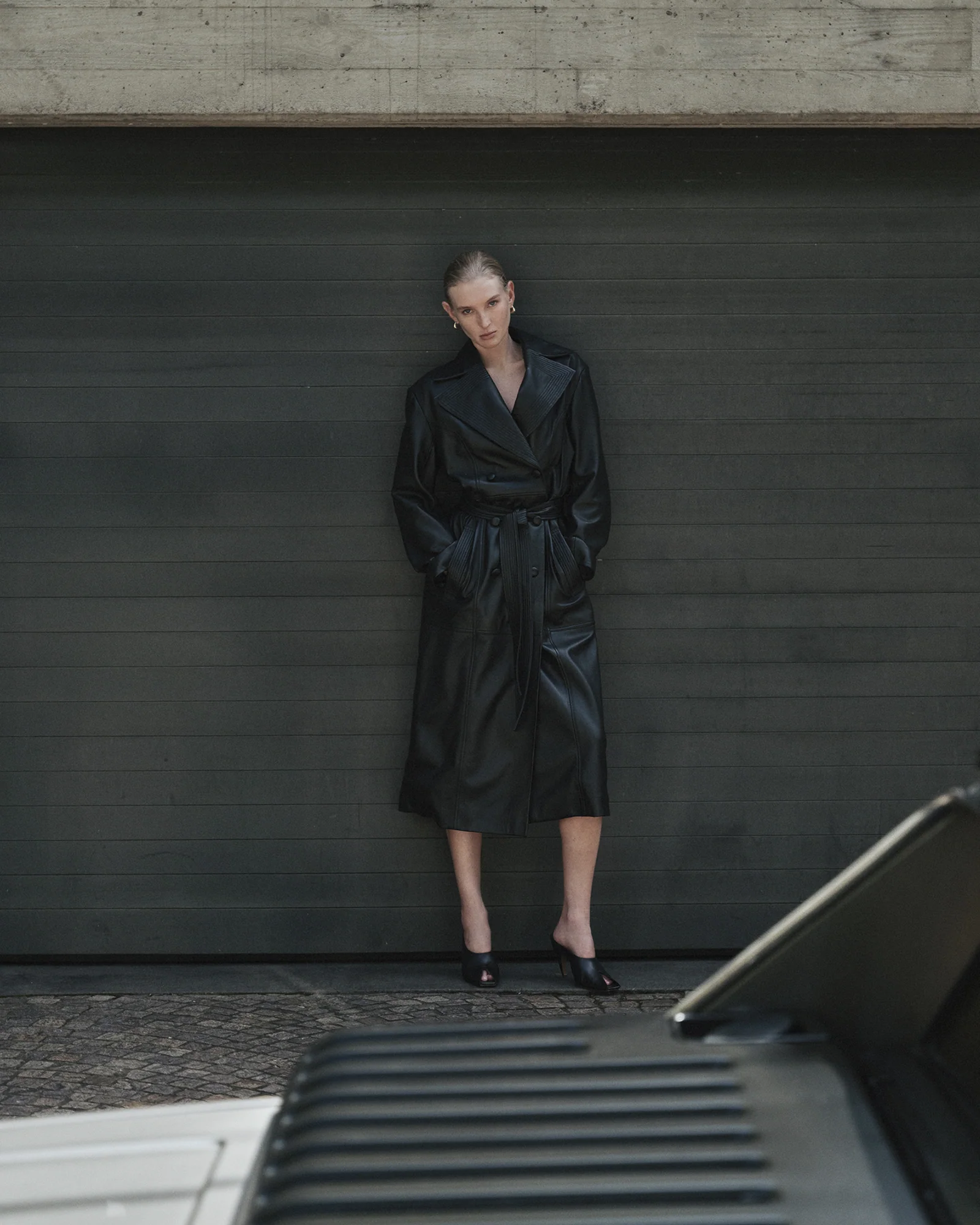 Leather Stitched Maxi Trench