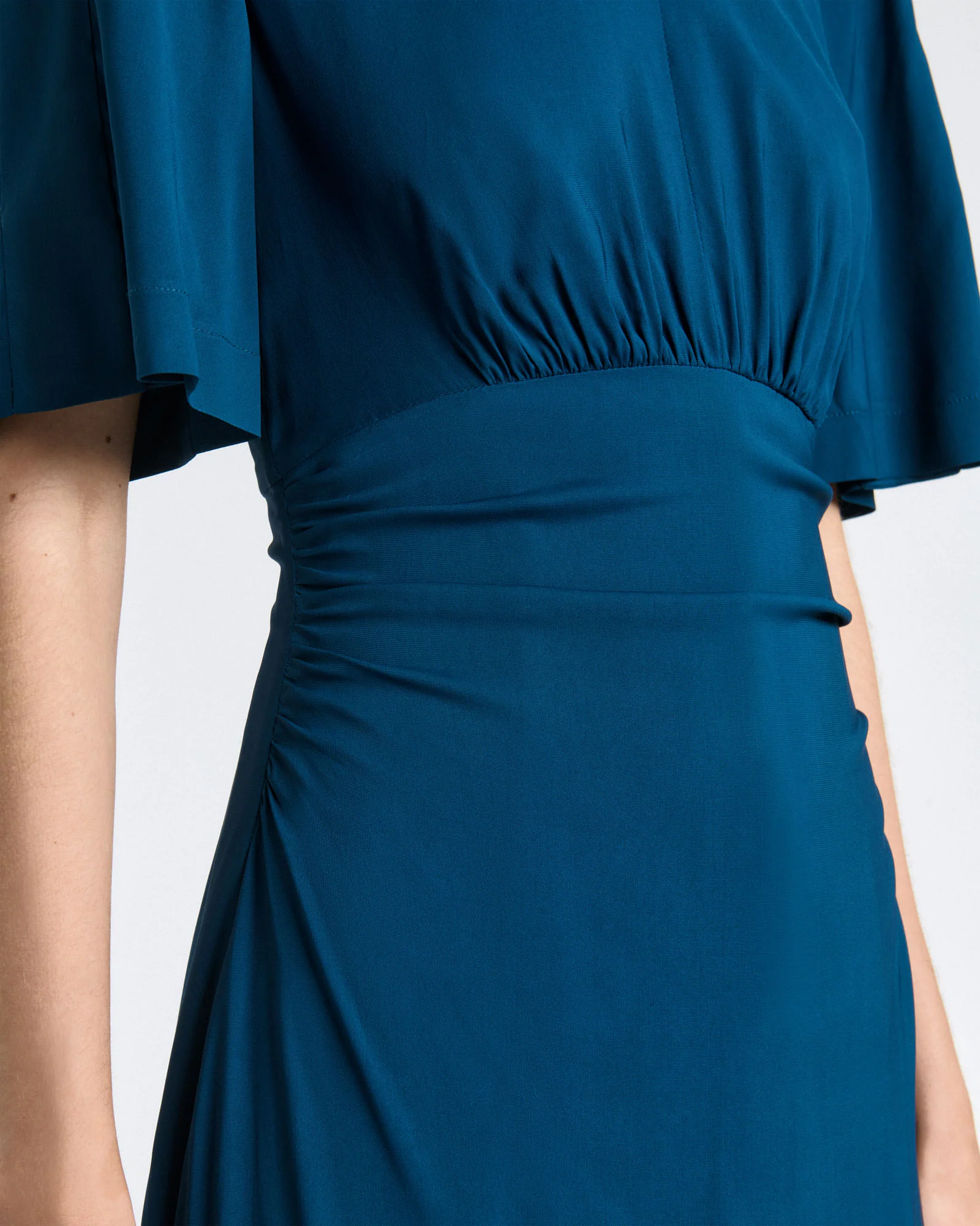 Stretch Viscose Short Sleeve Midi Dress