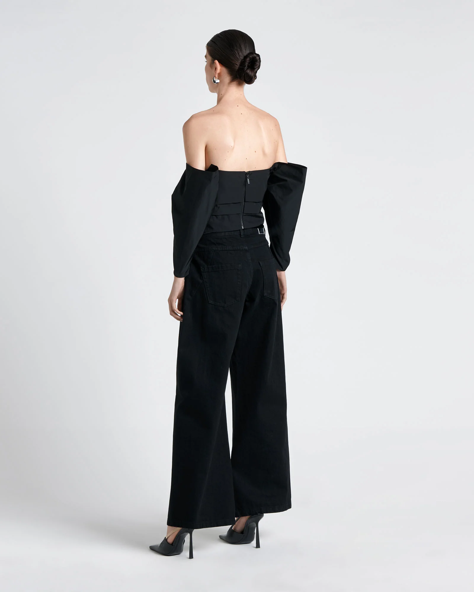 Off Shoulder Tuck Detail Bodice Top