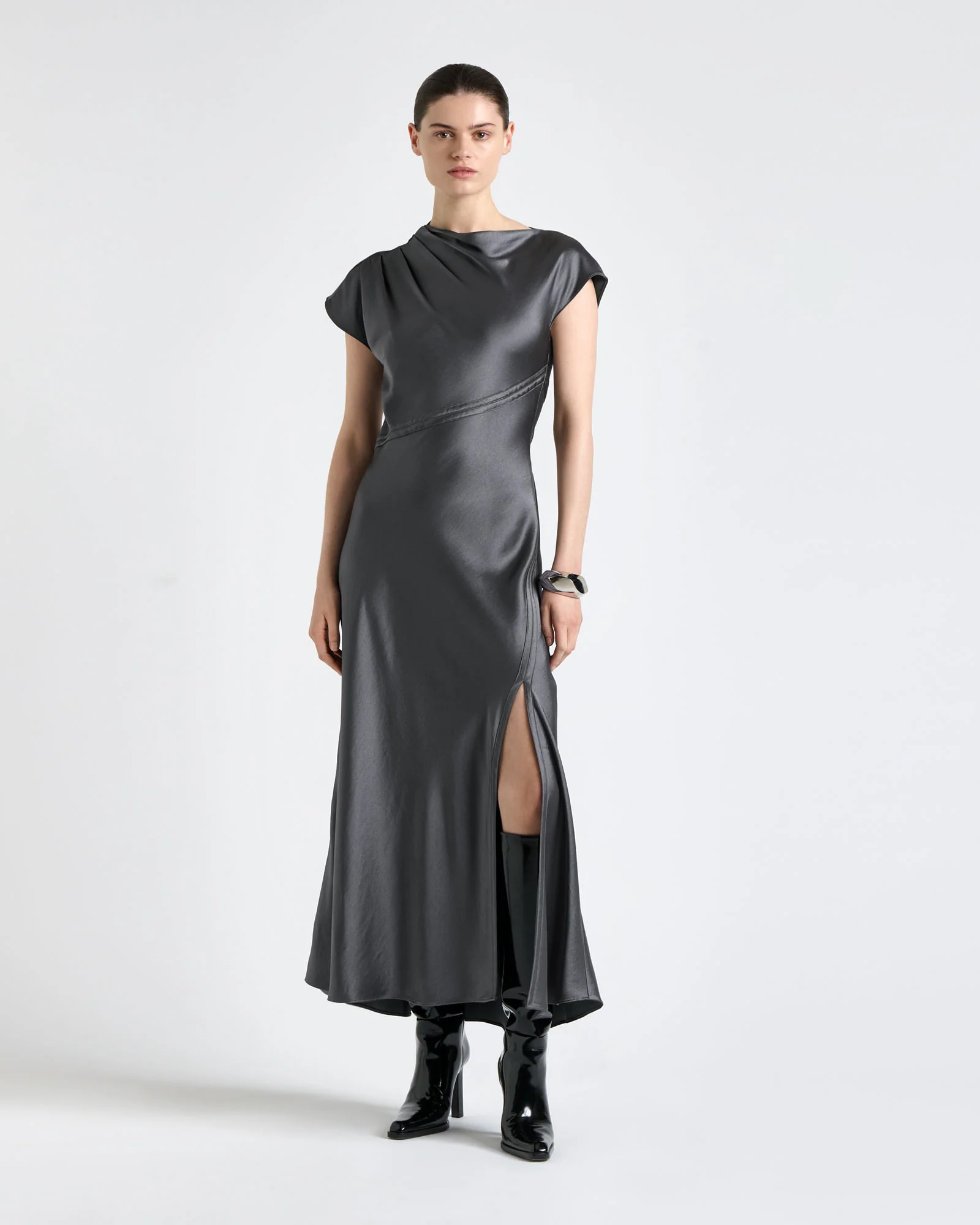 Satin Bind Detail Midi Dress