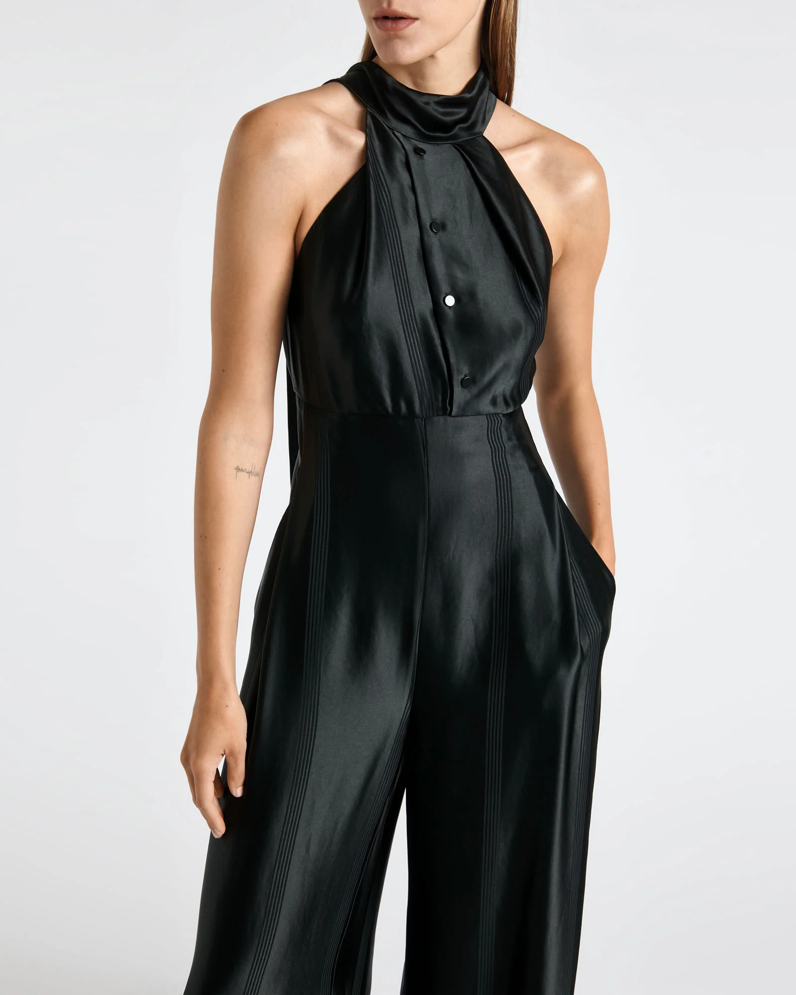 Satin Acetate Halter Jumpsuit