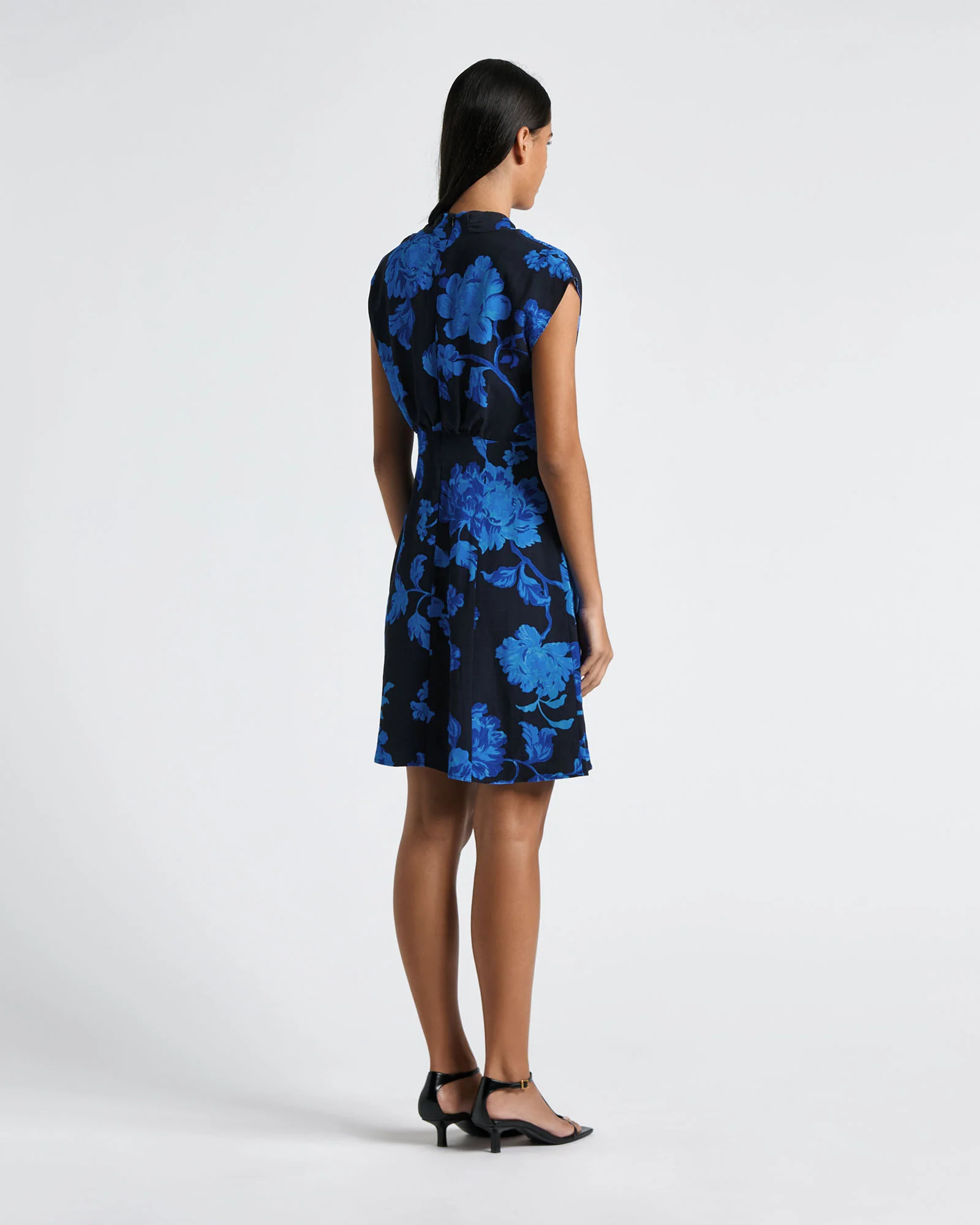 Blue Camellia Panelled Mini Dress