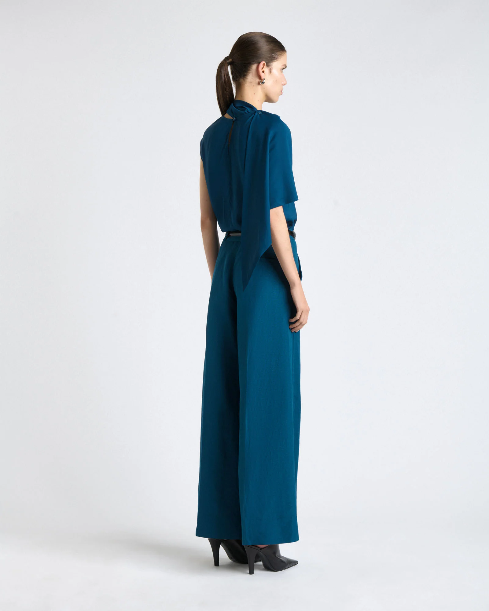 Stretch Viscose Scarf Tipped Sleeve Top