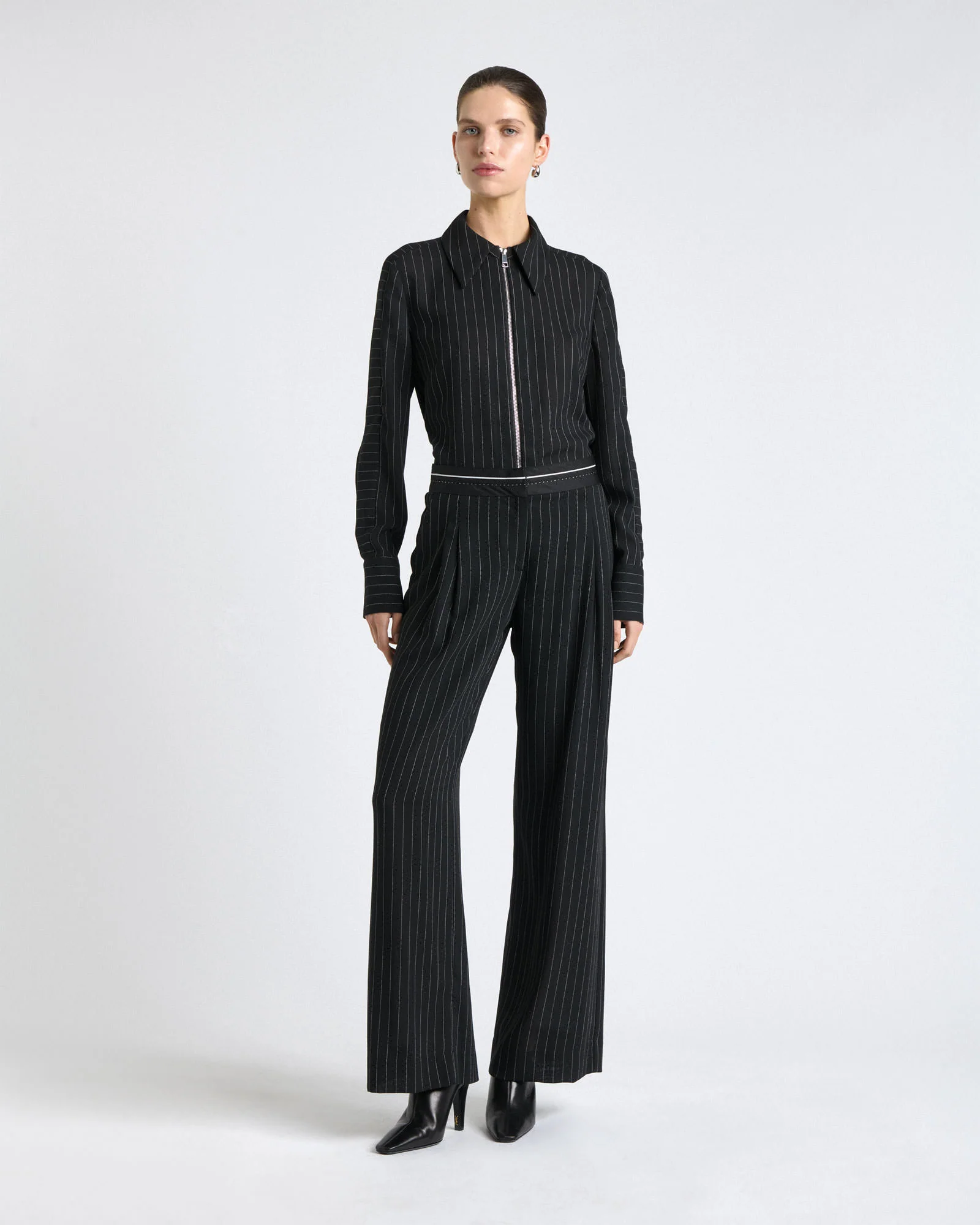 Sheer Stripe Straight Leg Pant