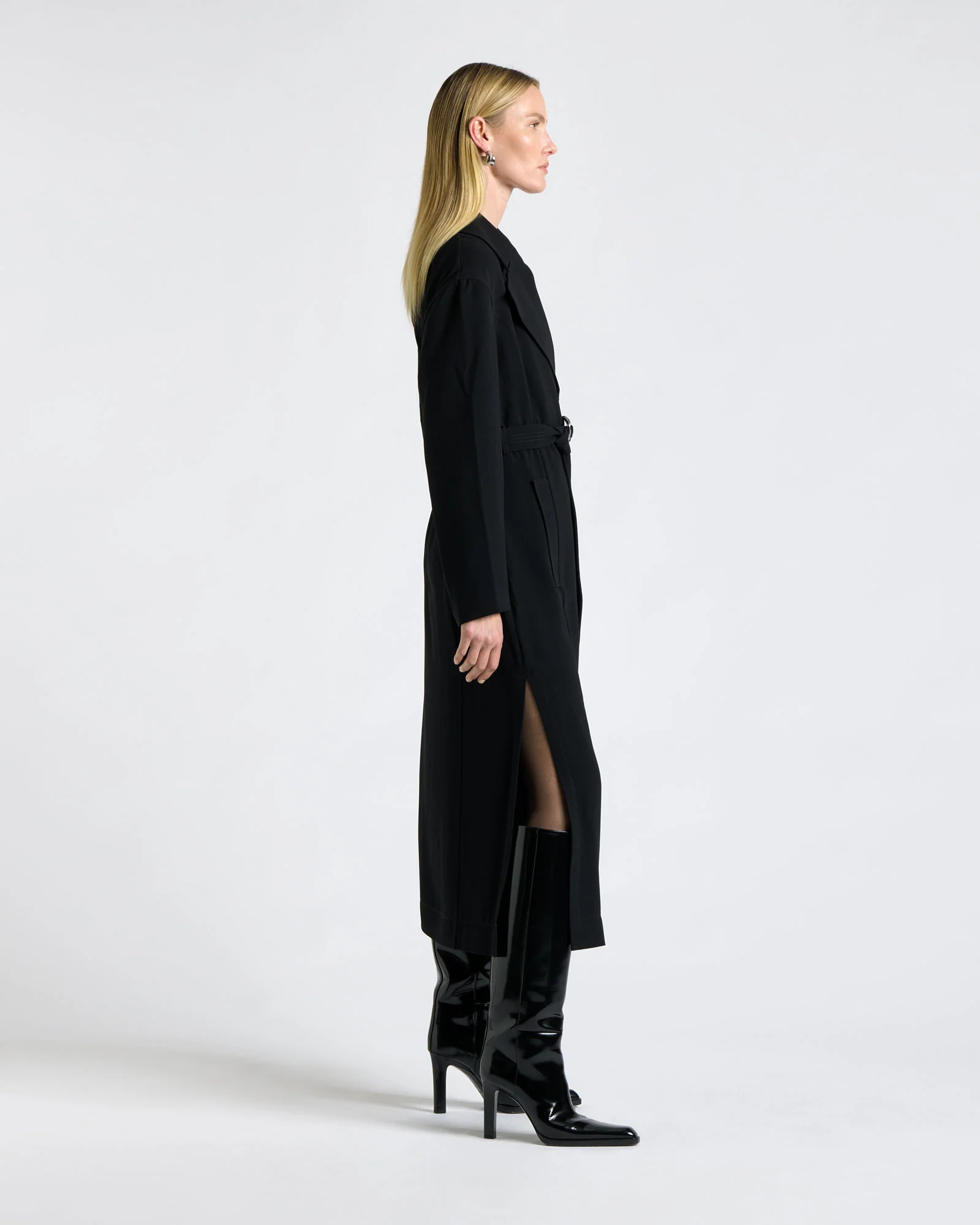 Recycled Crepe Belted Trench