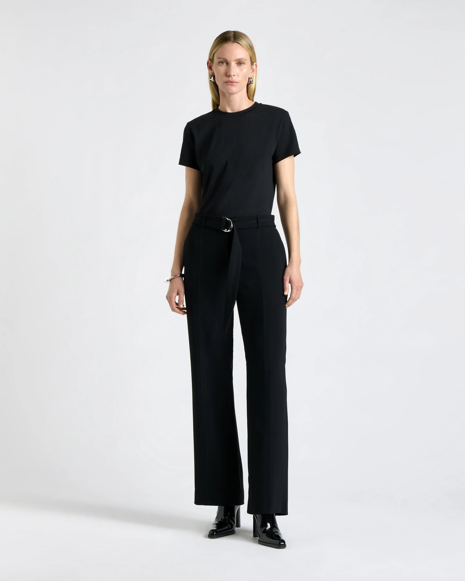 Recycled Crepe Belted Straight Leg Pant