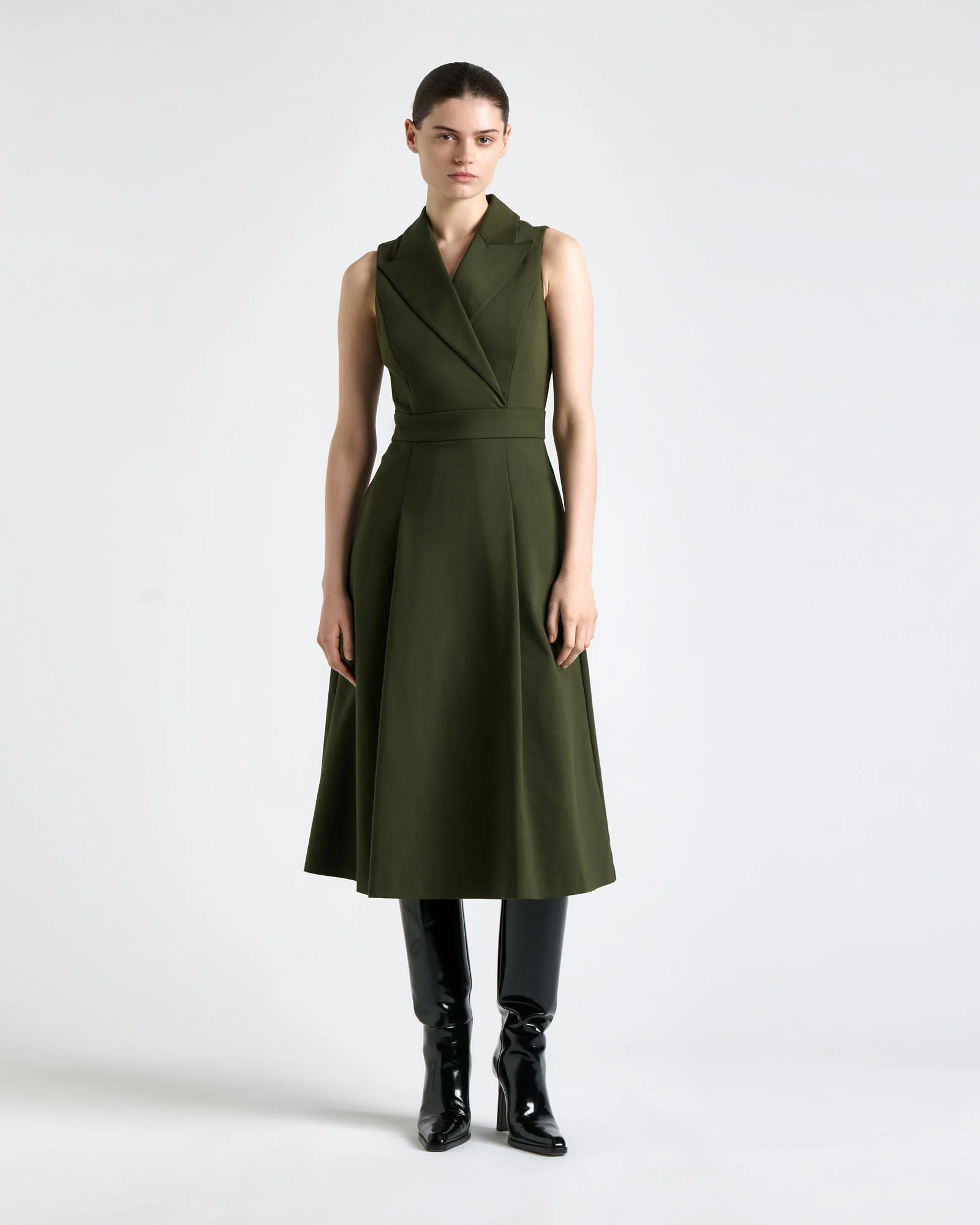 Cotton Nylon Blazer Midi Dress