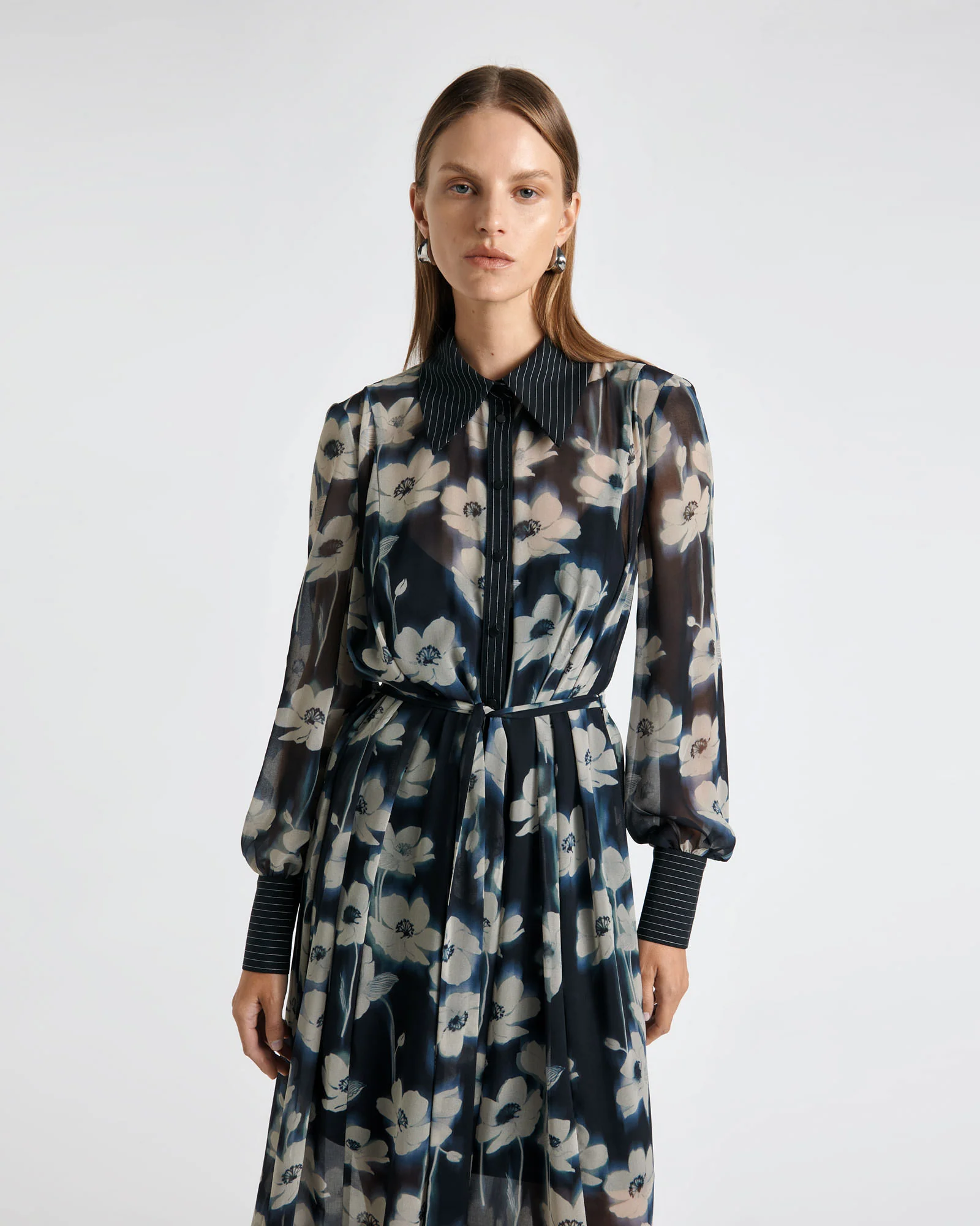 Falling Floral Shirt Dress