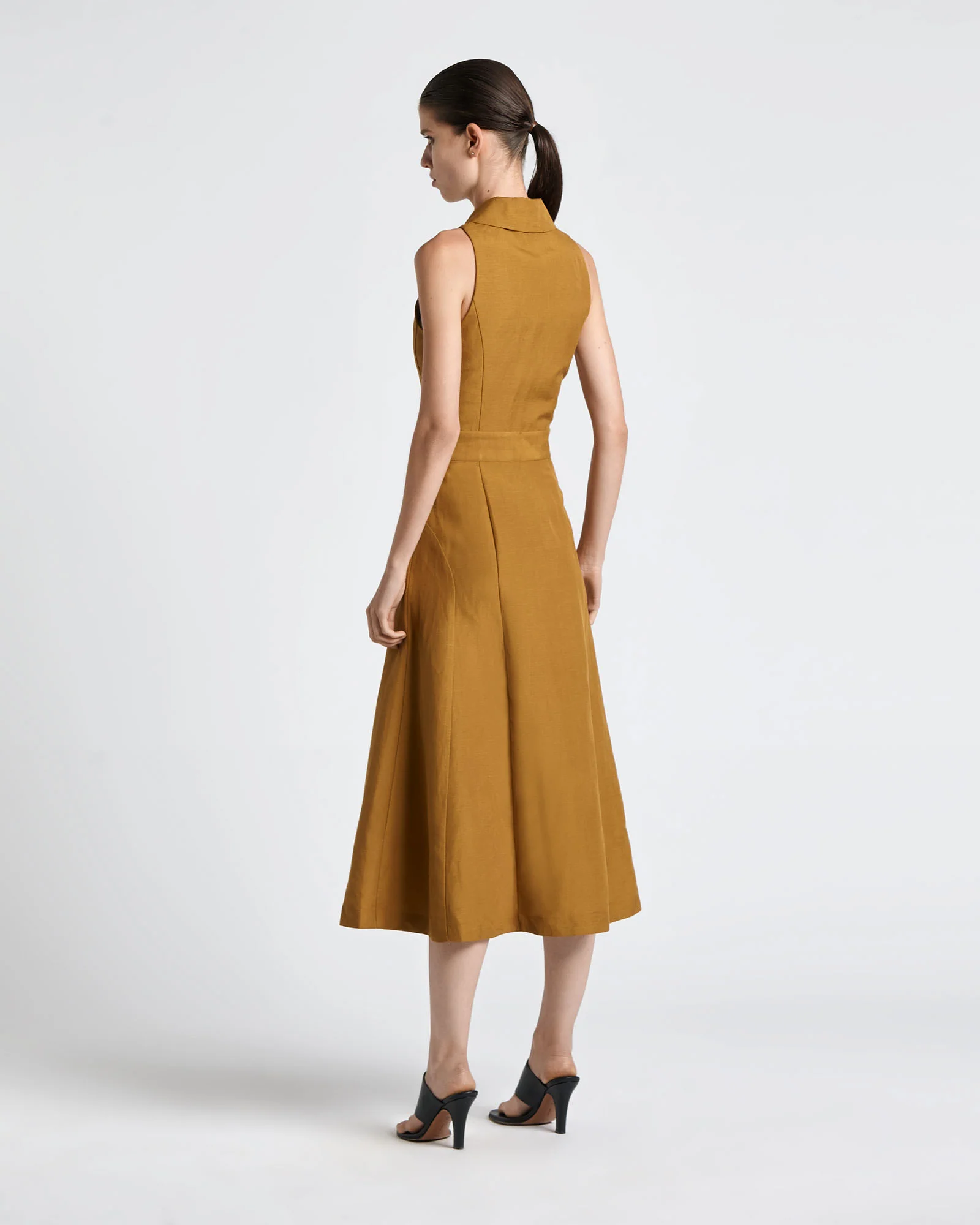 Hazelnut Linen Blend Midi Dress