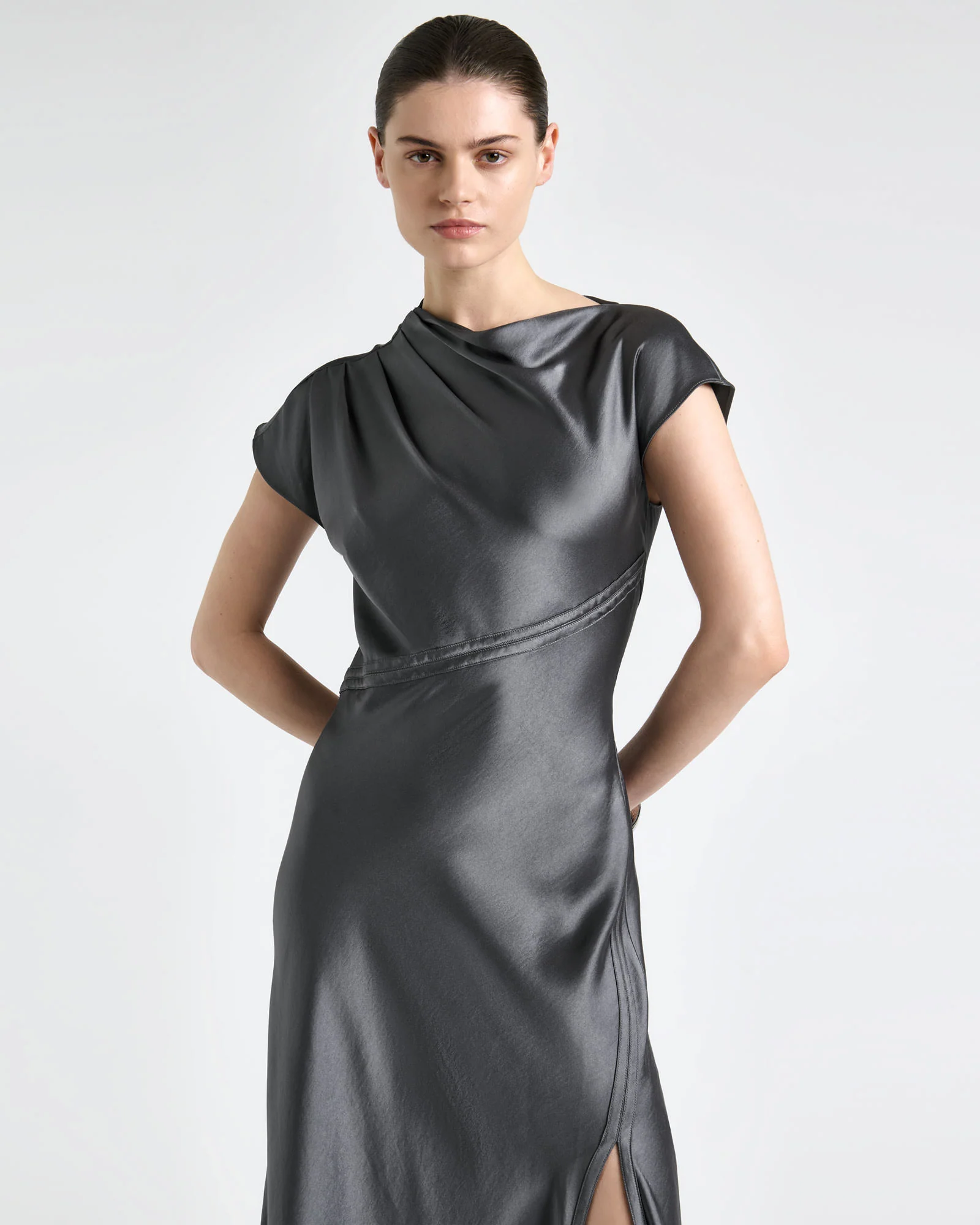 Satin Bind Detail Midi Dress