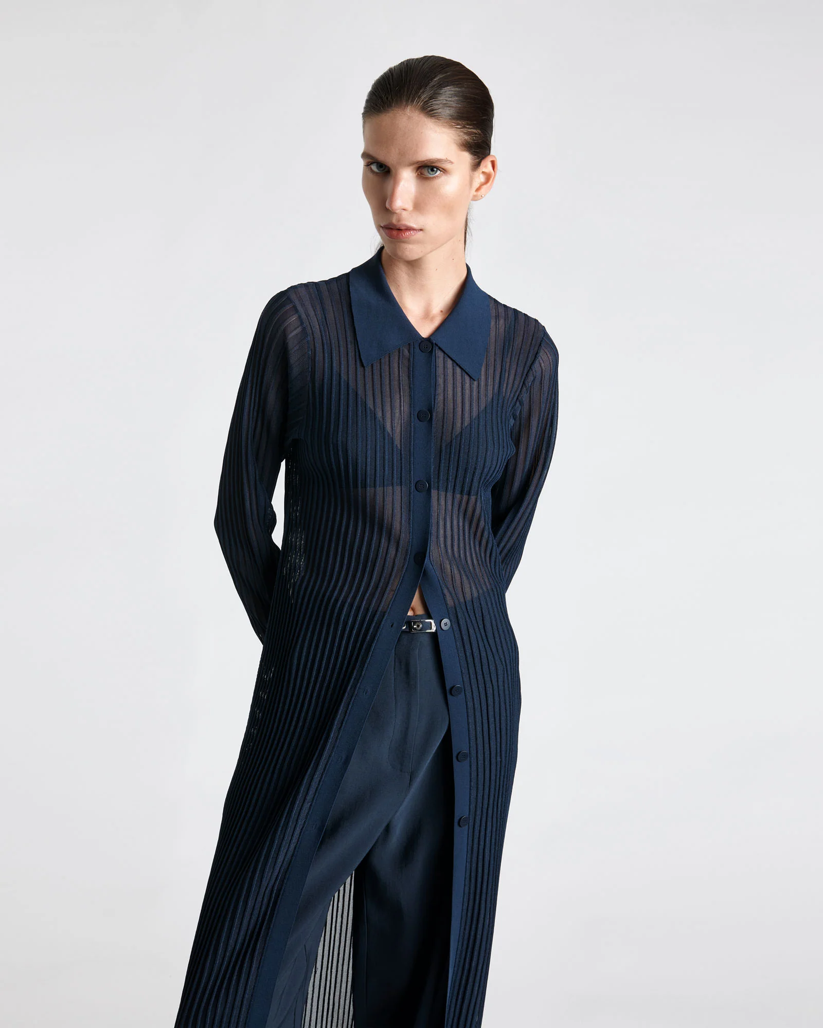 Sheer Rib Maxi Cardigan