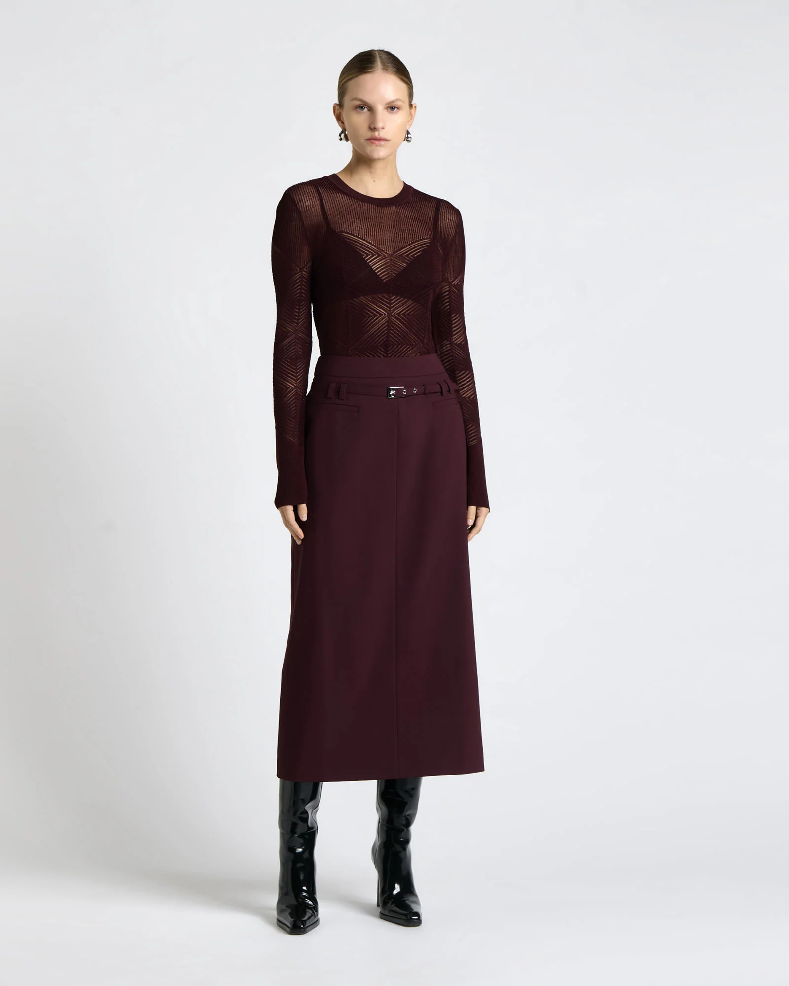 Long Sleeve Diamond Pattern Knit