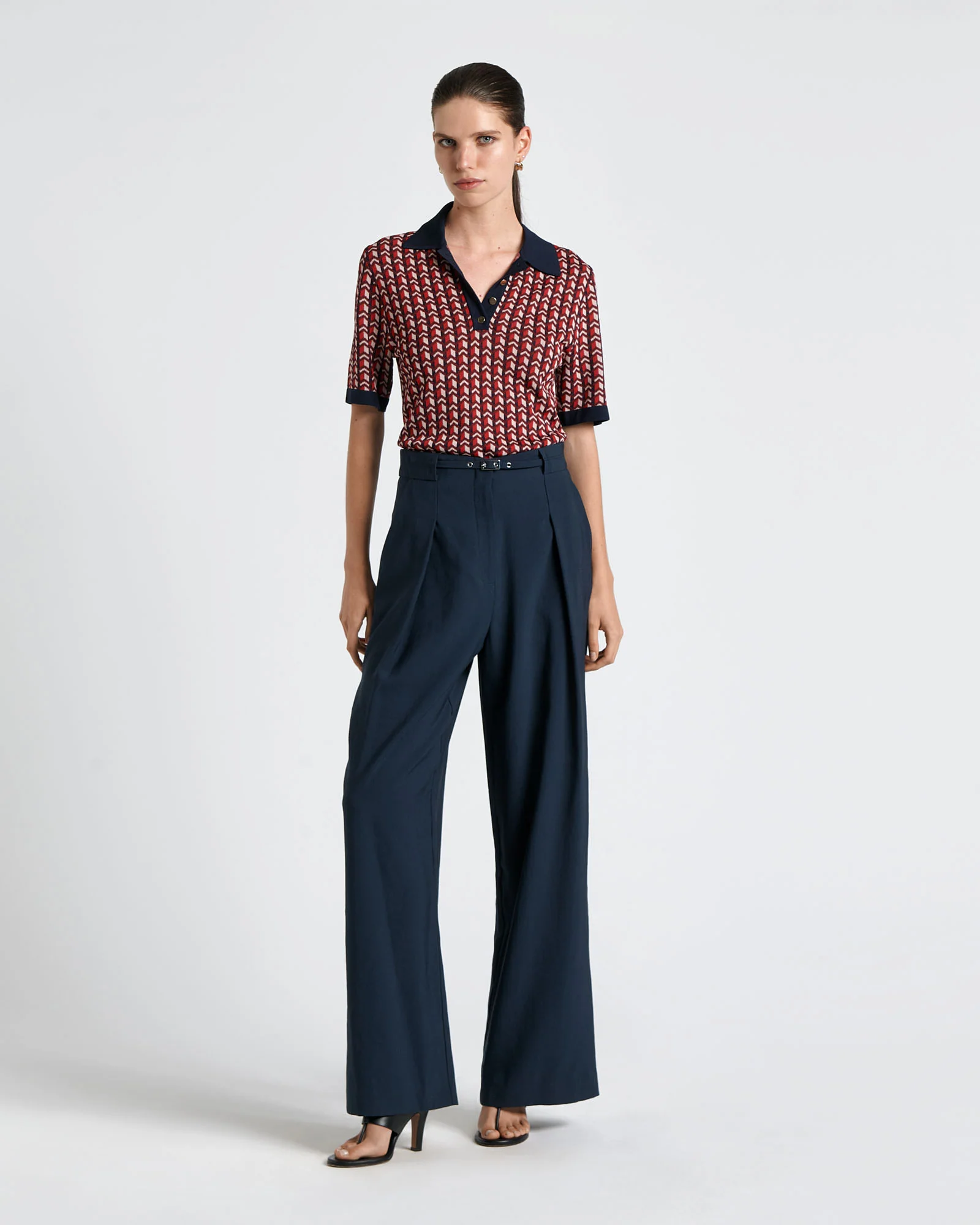 Geo Jacquard Polo Top