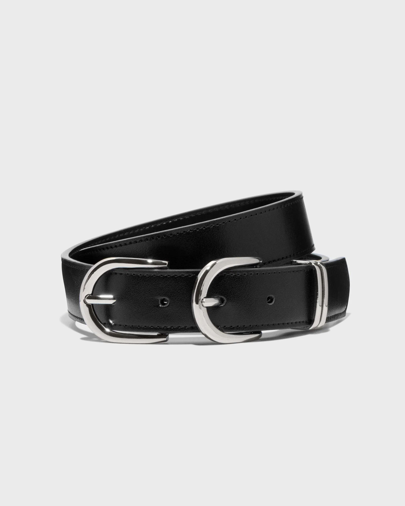 Leather Double Buckle Belt
