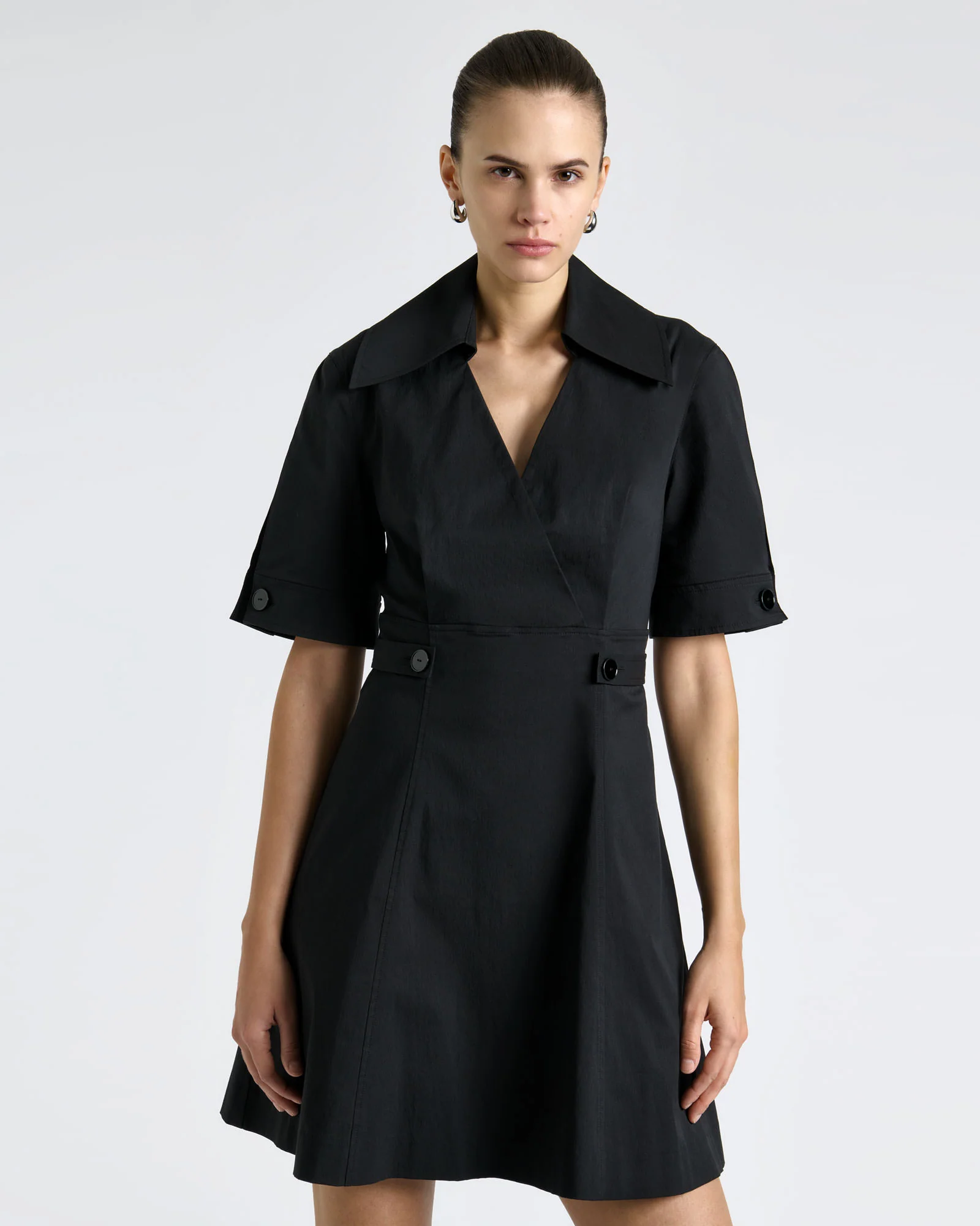 Good Earth Cotton Button Detail Mini Dress