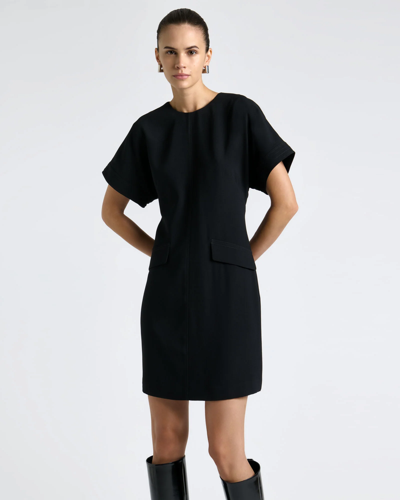 Recycled Crepe Tipped Sleeve Mini Dress