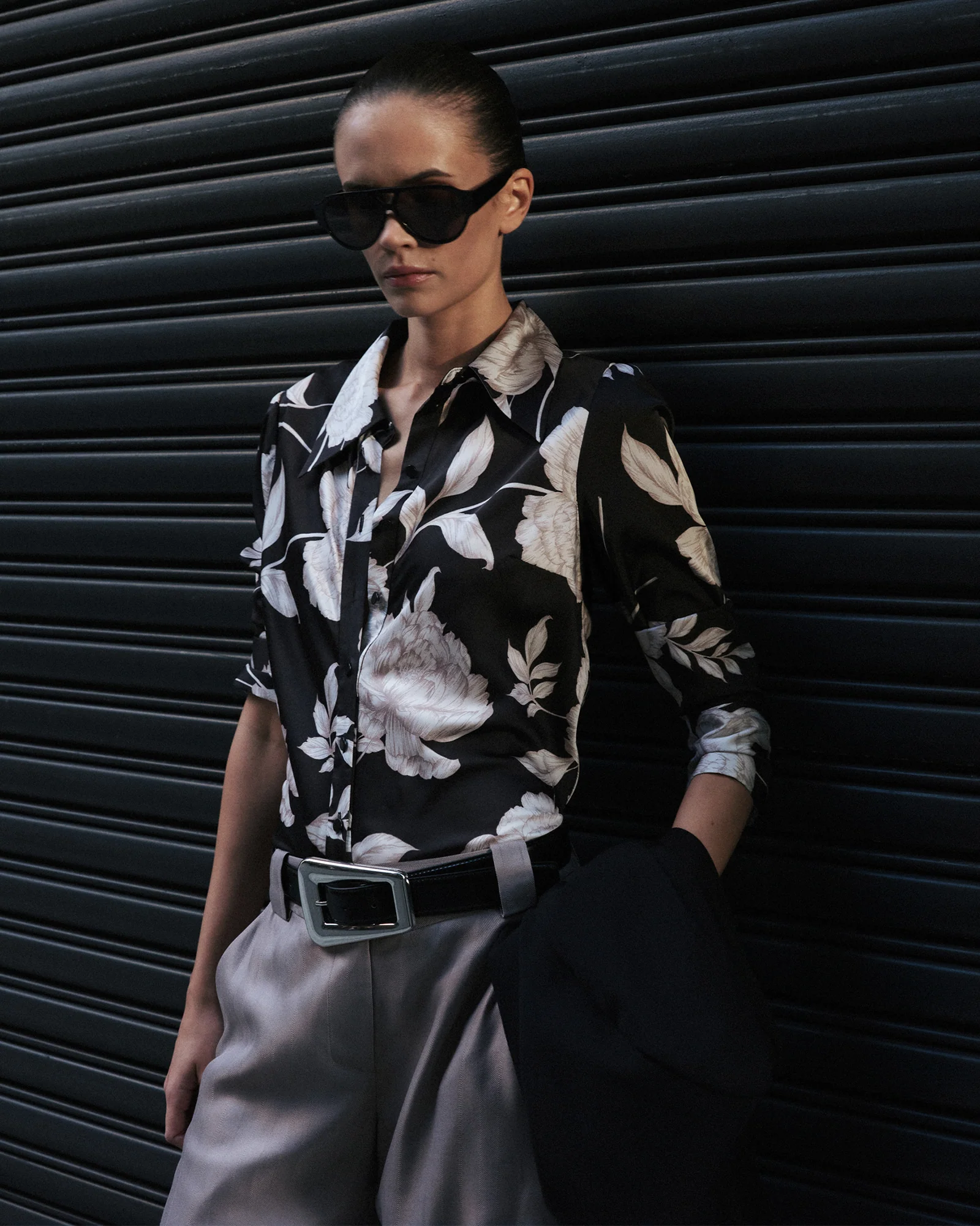 Black Rose Satin Shirt