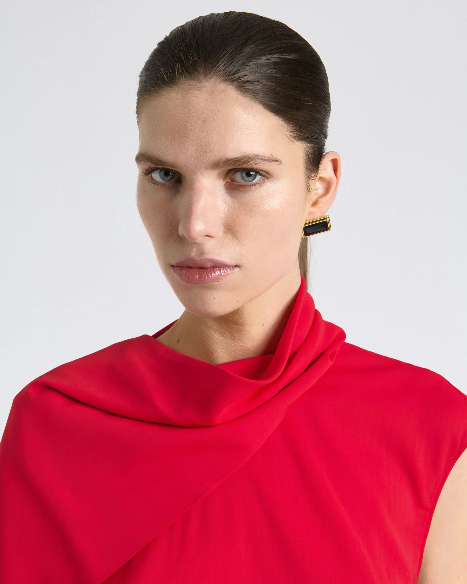 Raspberry Stretch Viscose Scarf Tipped Sleeve Top