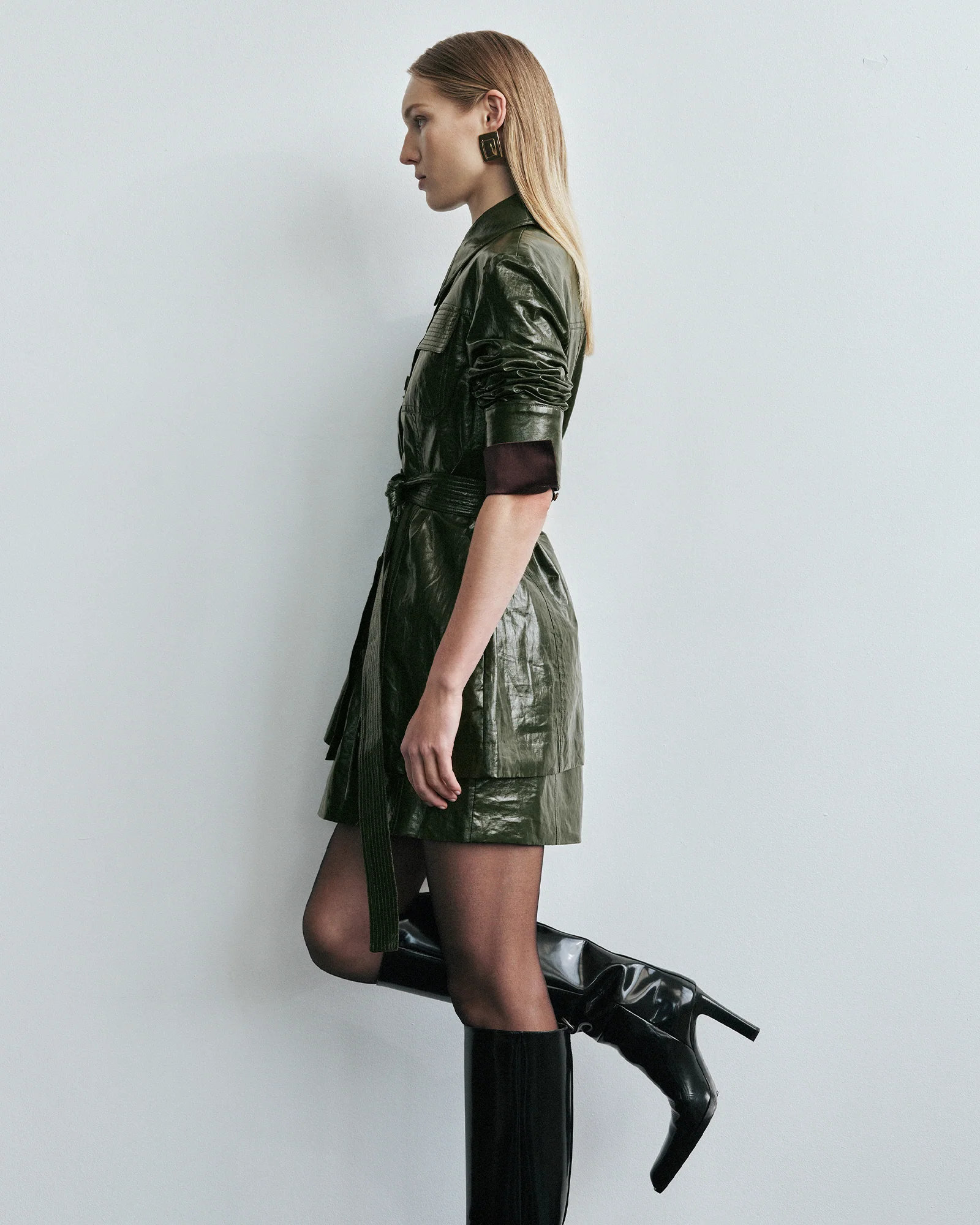 Italian Coated Linen Topstitched Jacket