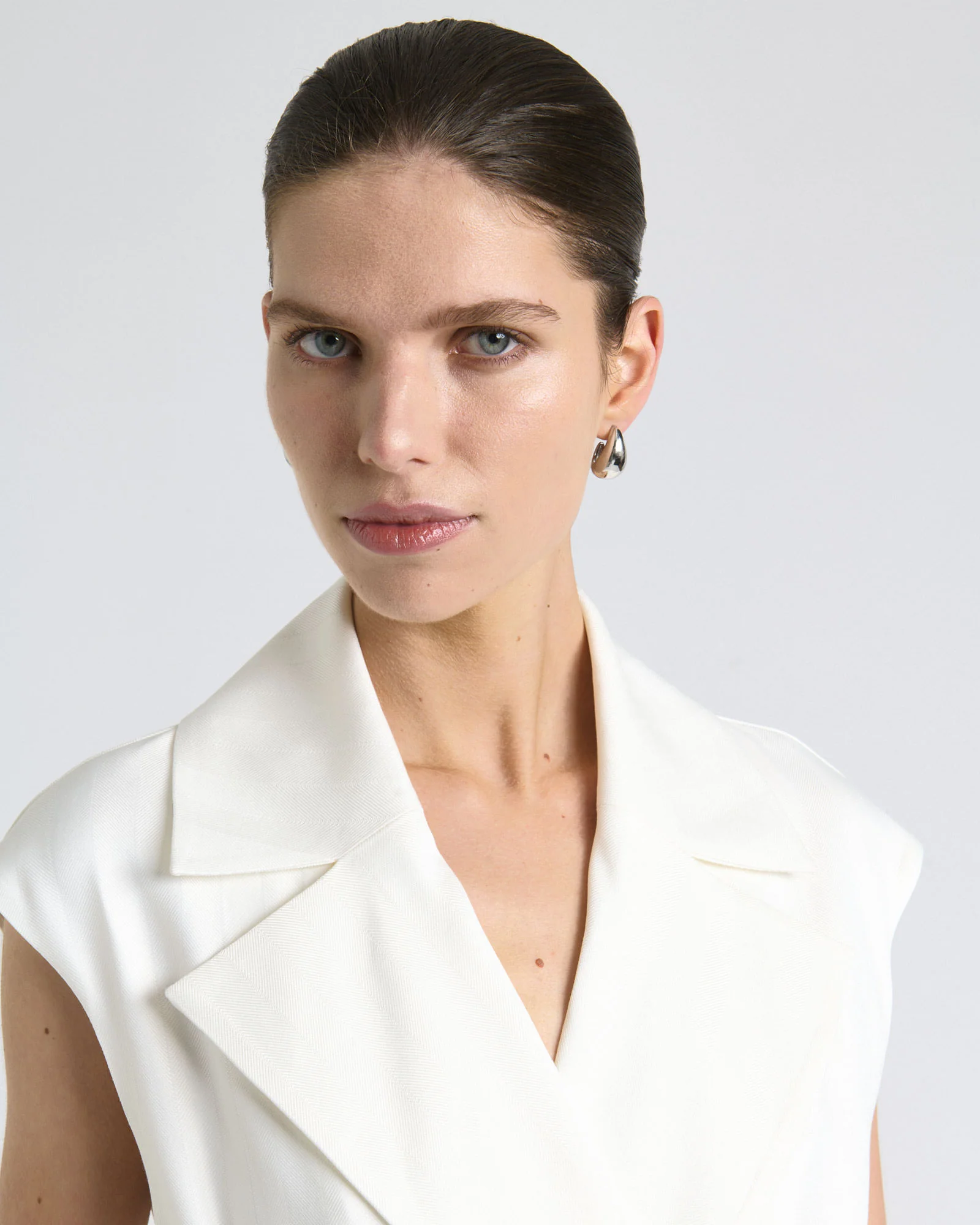 Ivory European Self Stripe Sleeveless Trench Dress