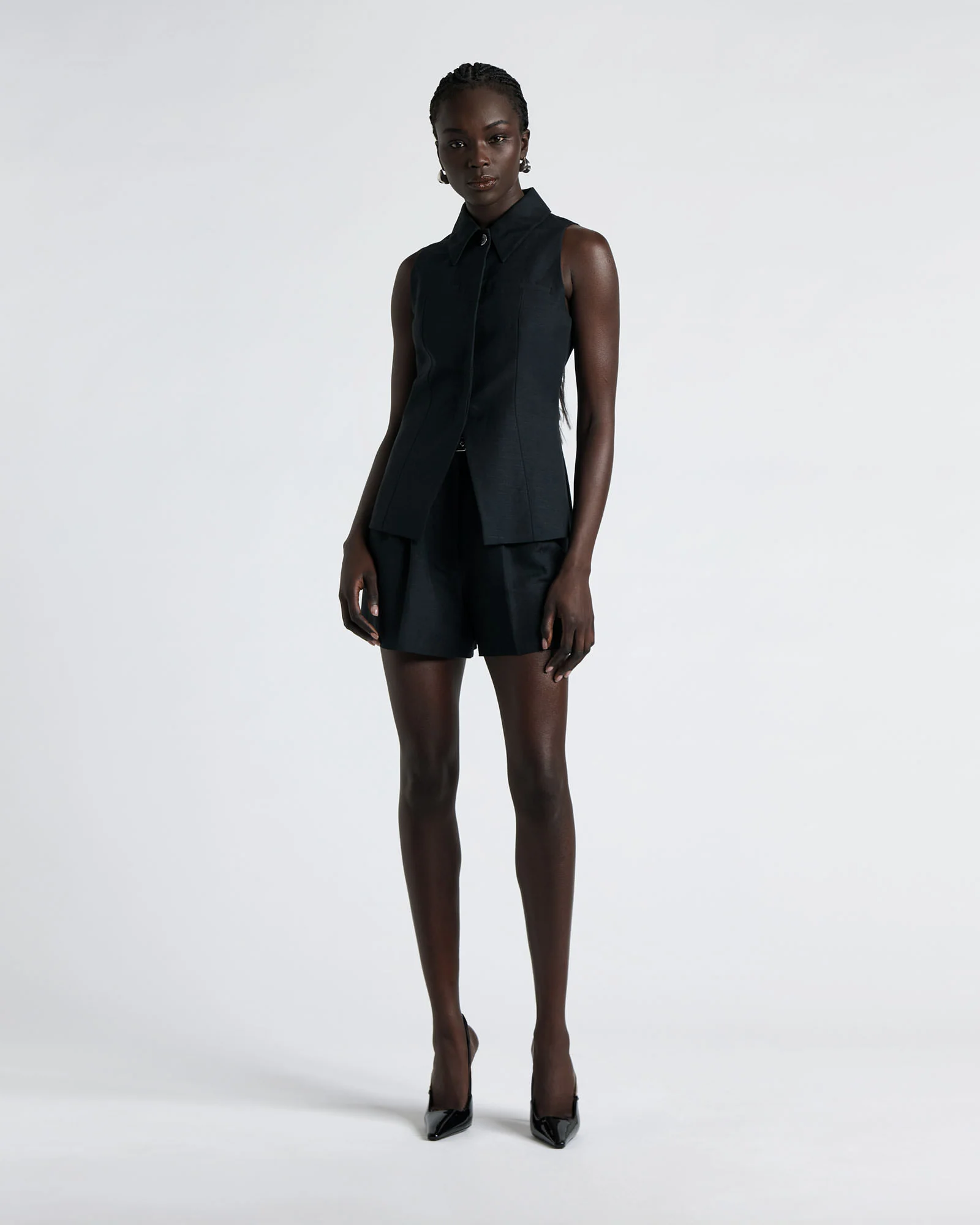 Linen Blend Fitted Vest