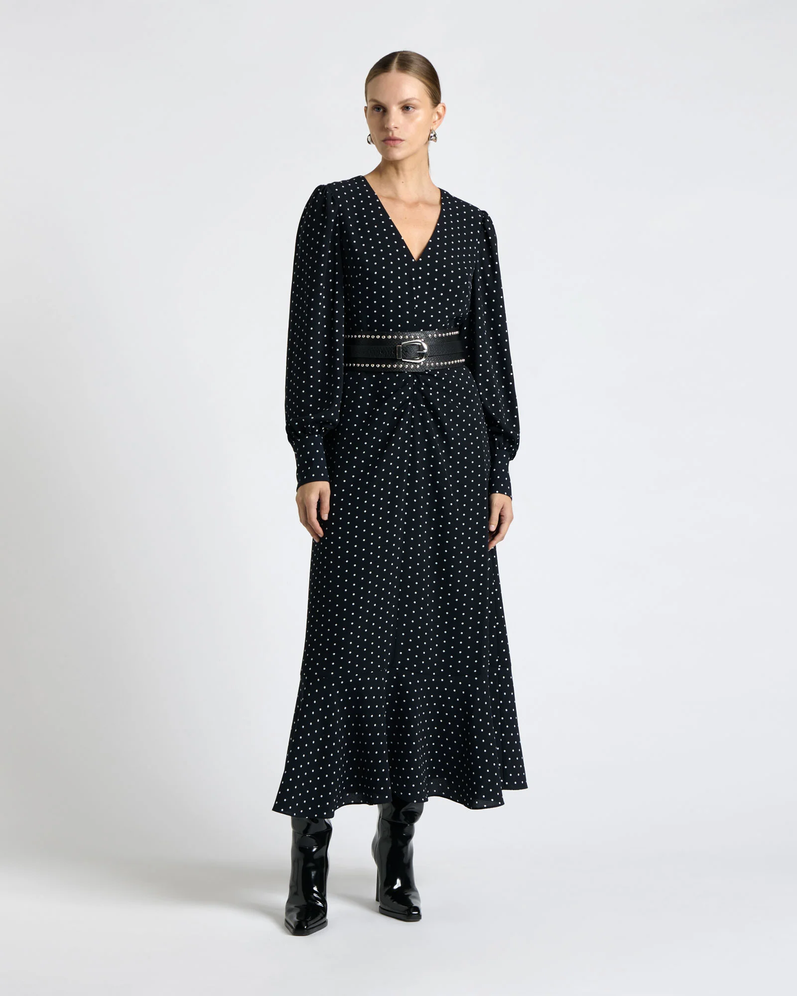 Textured Georgette Spot Midi Dress