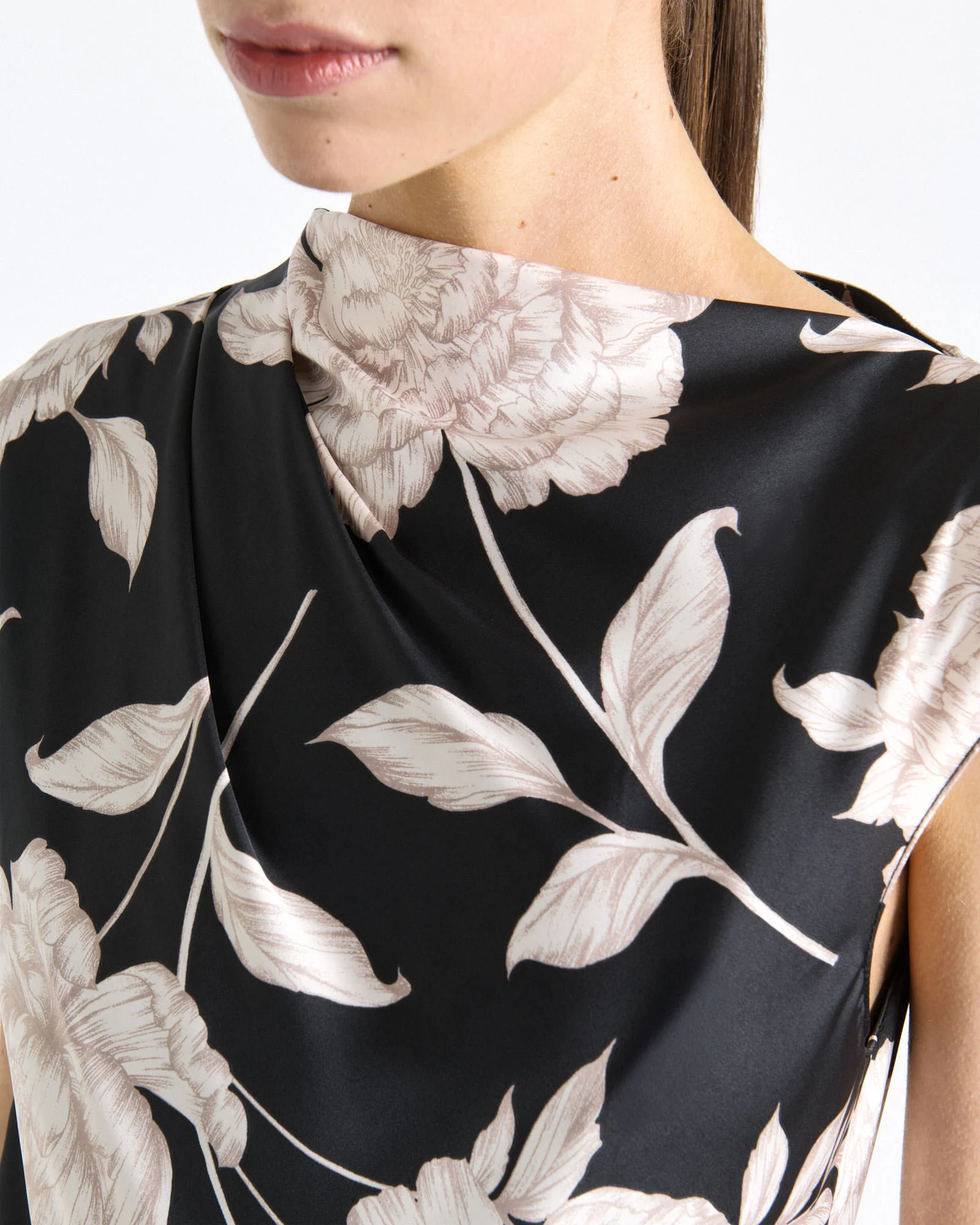 Black Rose Satin Midi Dress