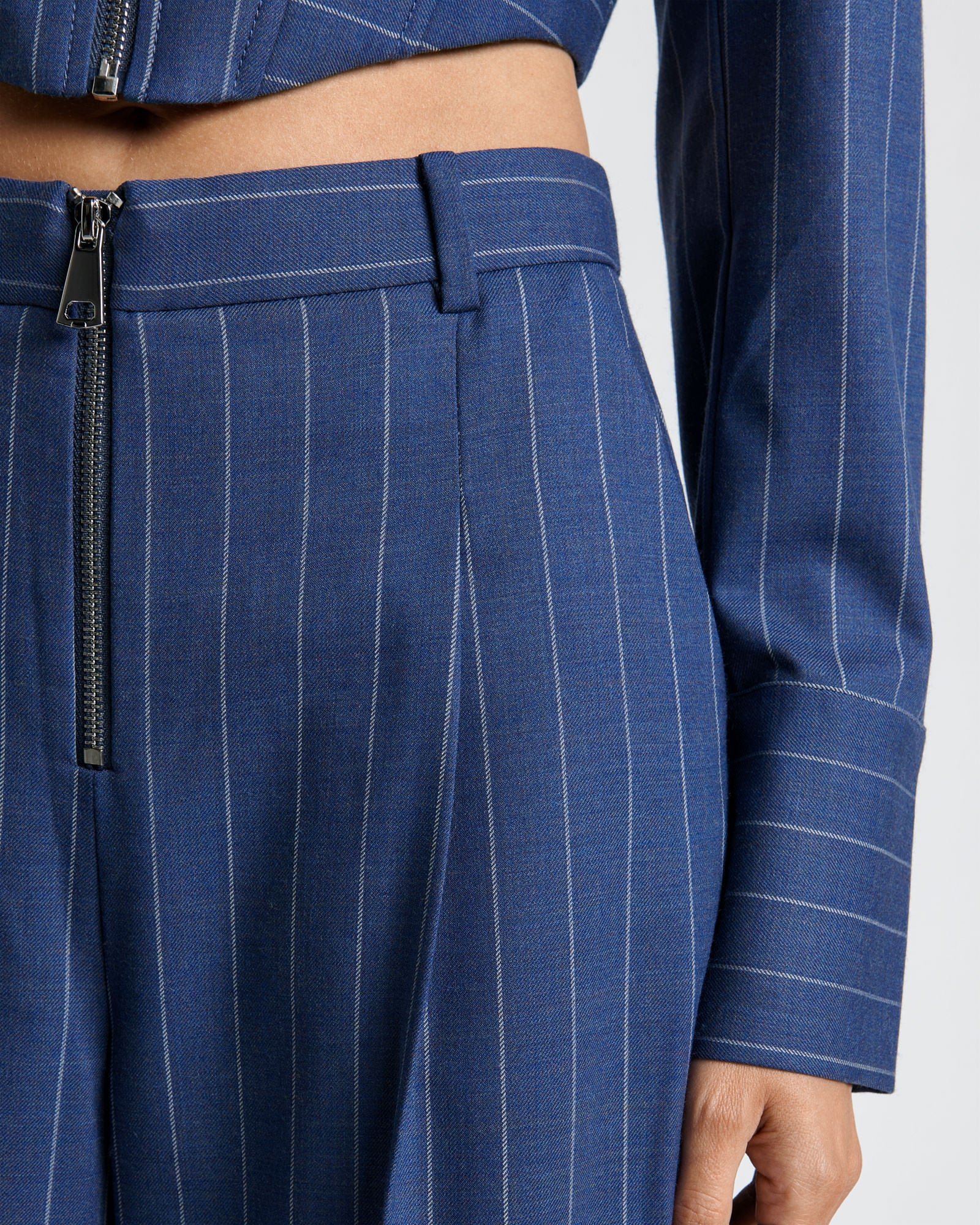 European Wool Stripe Pleat Front Pant