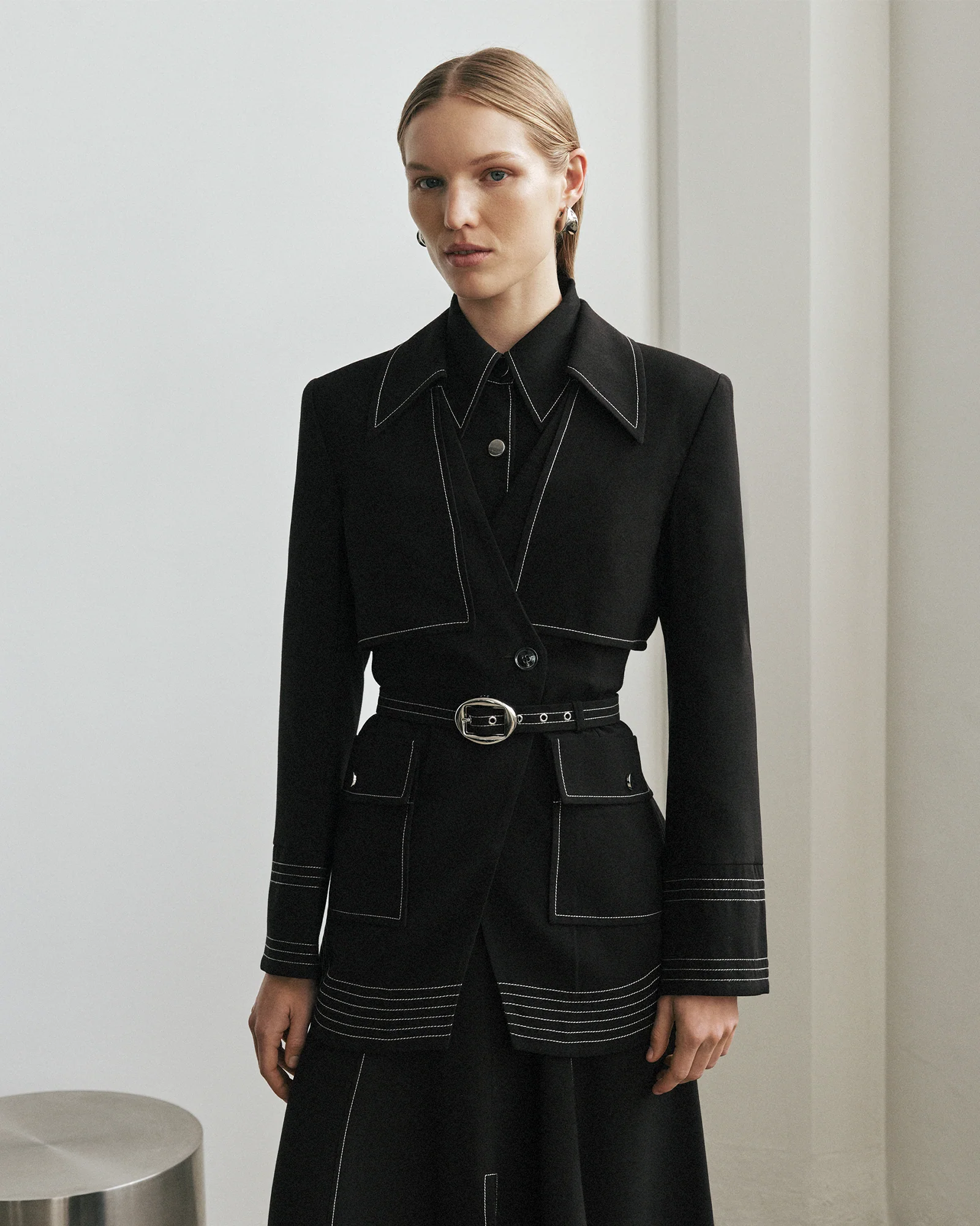 Contrast Stitched Jacket